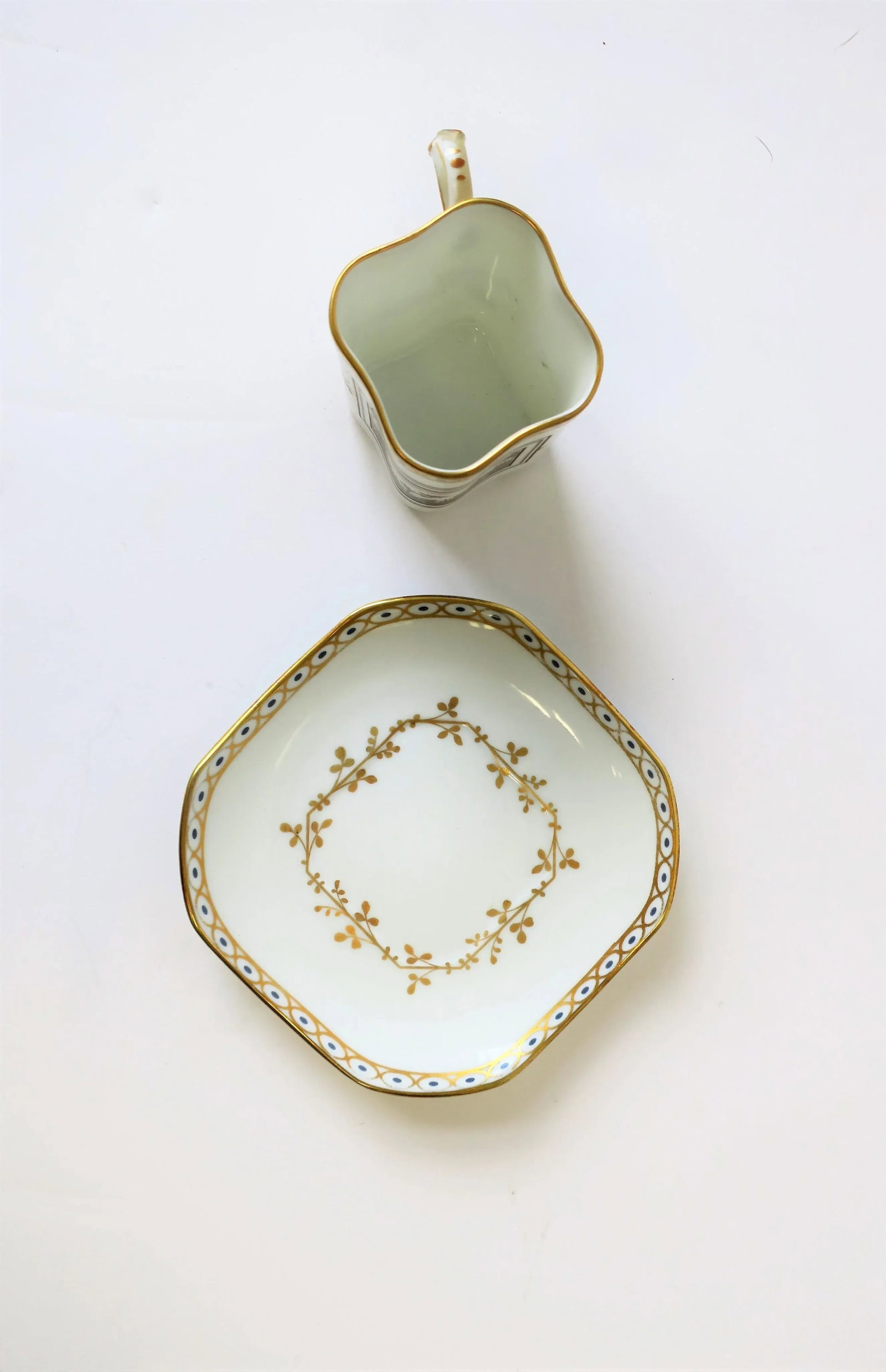 Richard Ginori Designer Italian White & Gold Espresso Coffee or Tea Cup Saucer - 2 Pieces - 10