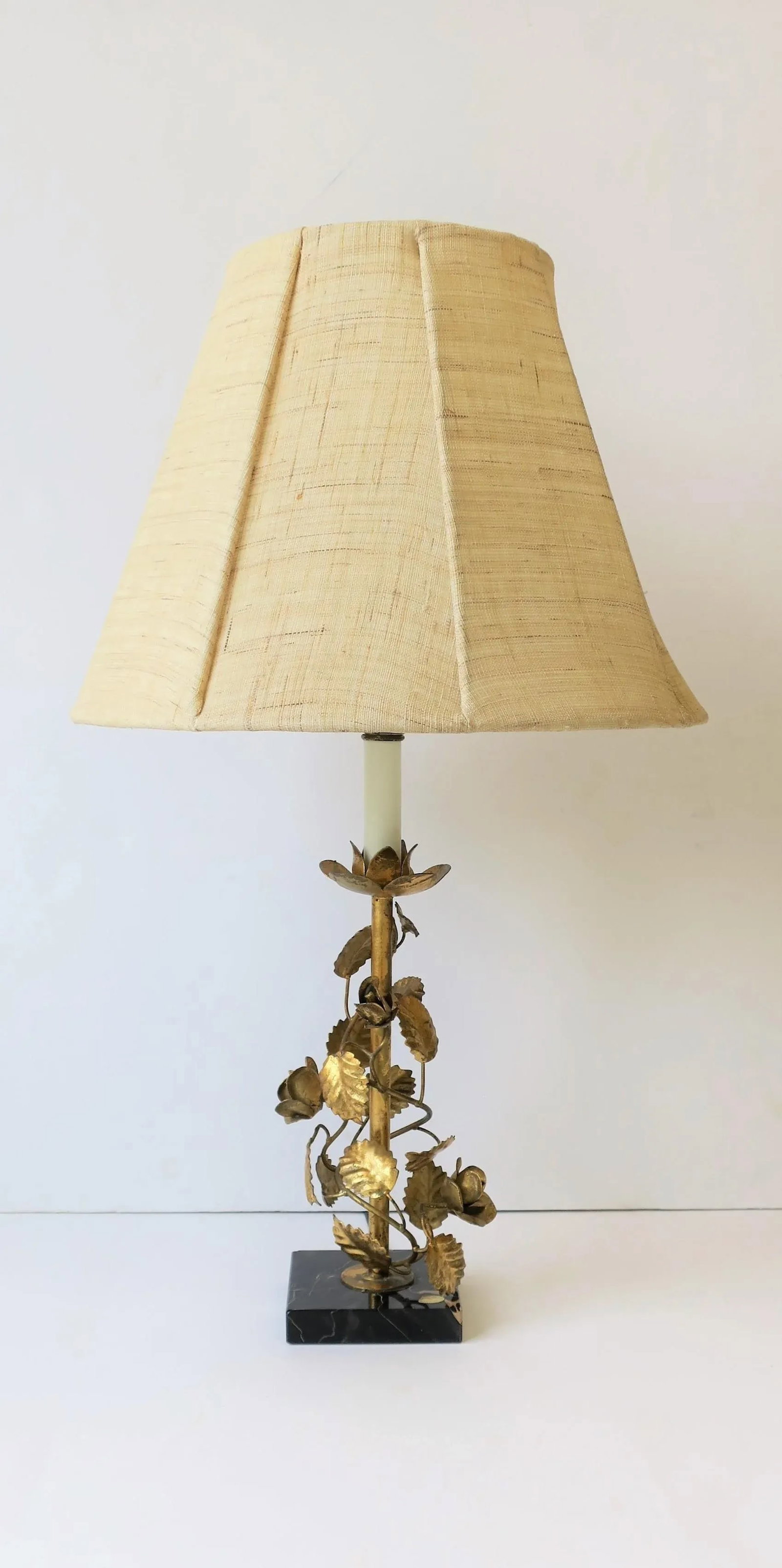 Italian Gold Gilt Tole and Black Marble Table Lamp - 2