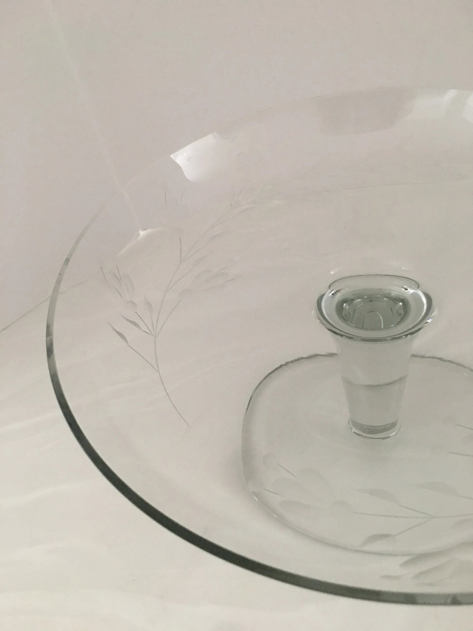 1970s Etched Crystal Cake Stand - 6