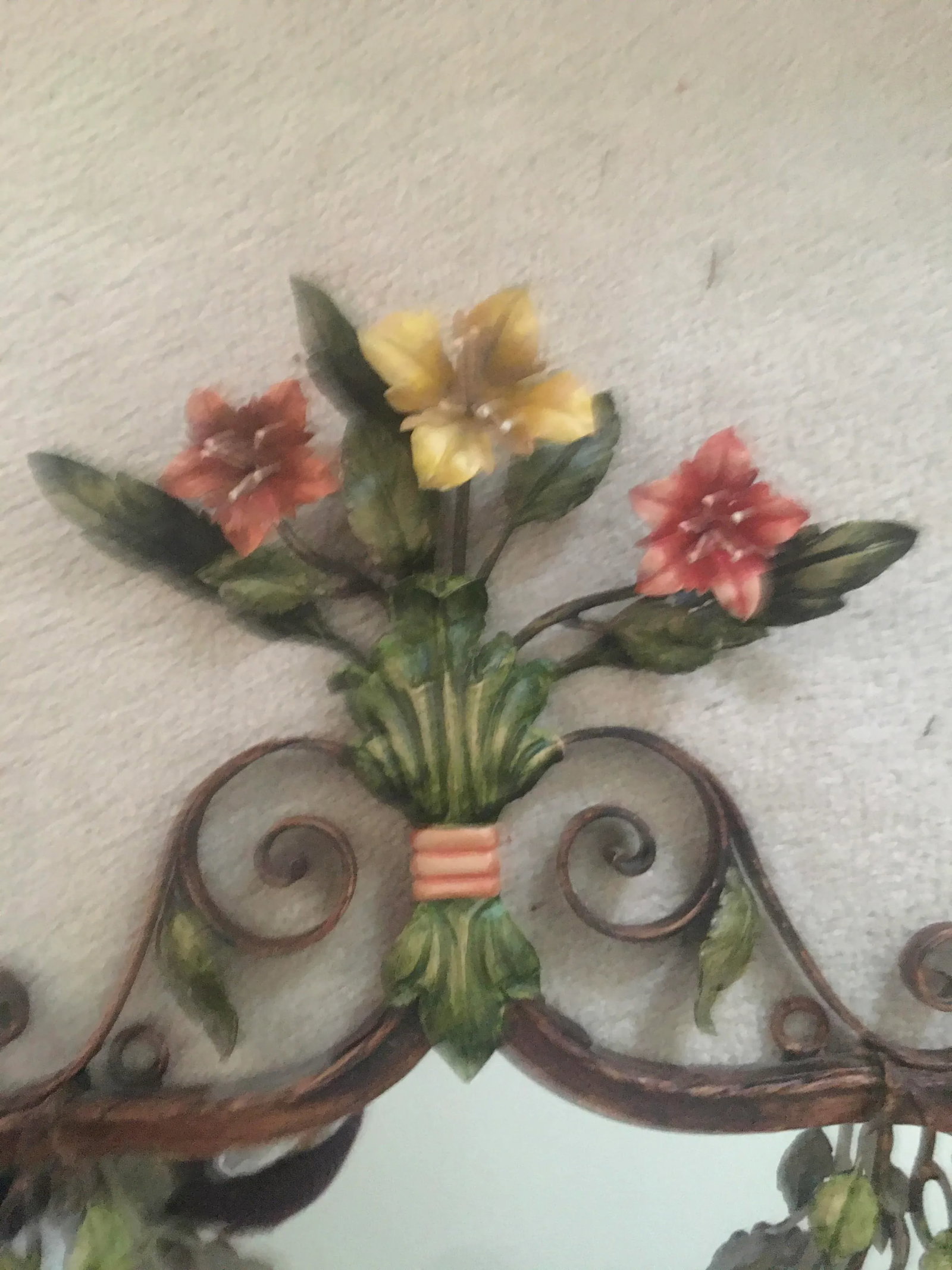 Large 1930's Floral Swag Iron Wall Mirror - 6