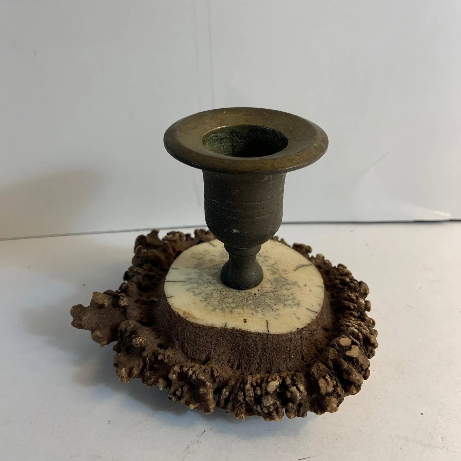 Antique 1910s Horn Antler Candleholder - 2