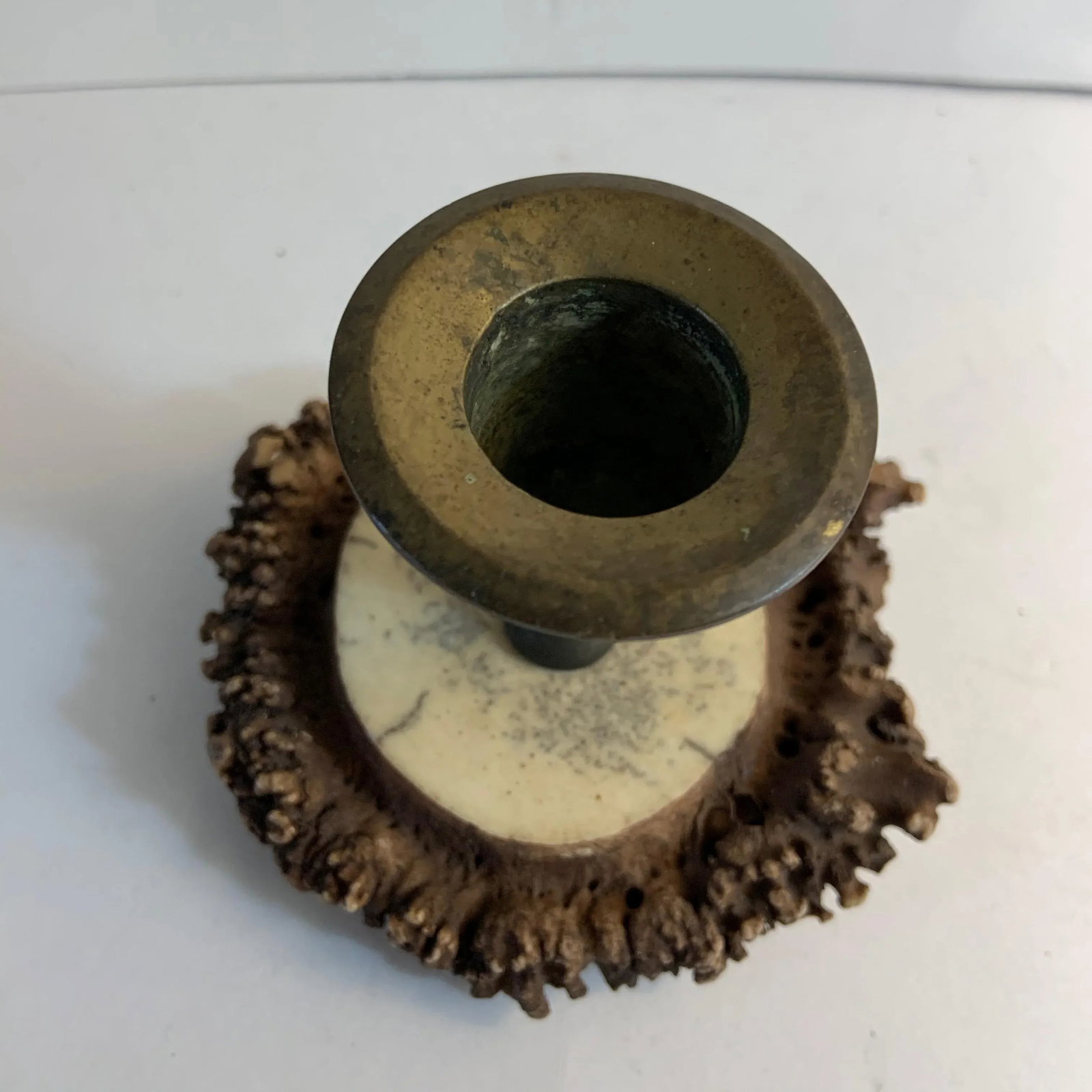 Antique 1910s Horn Antler Candleholder - 3