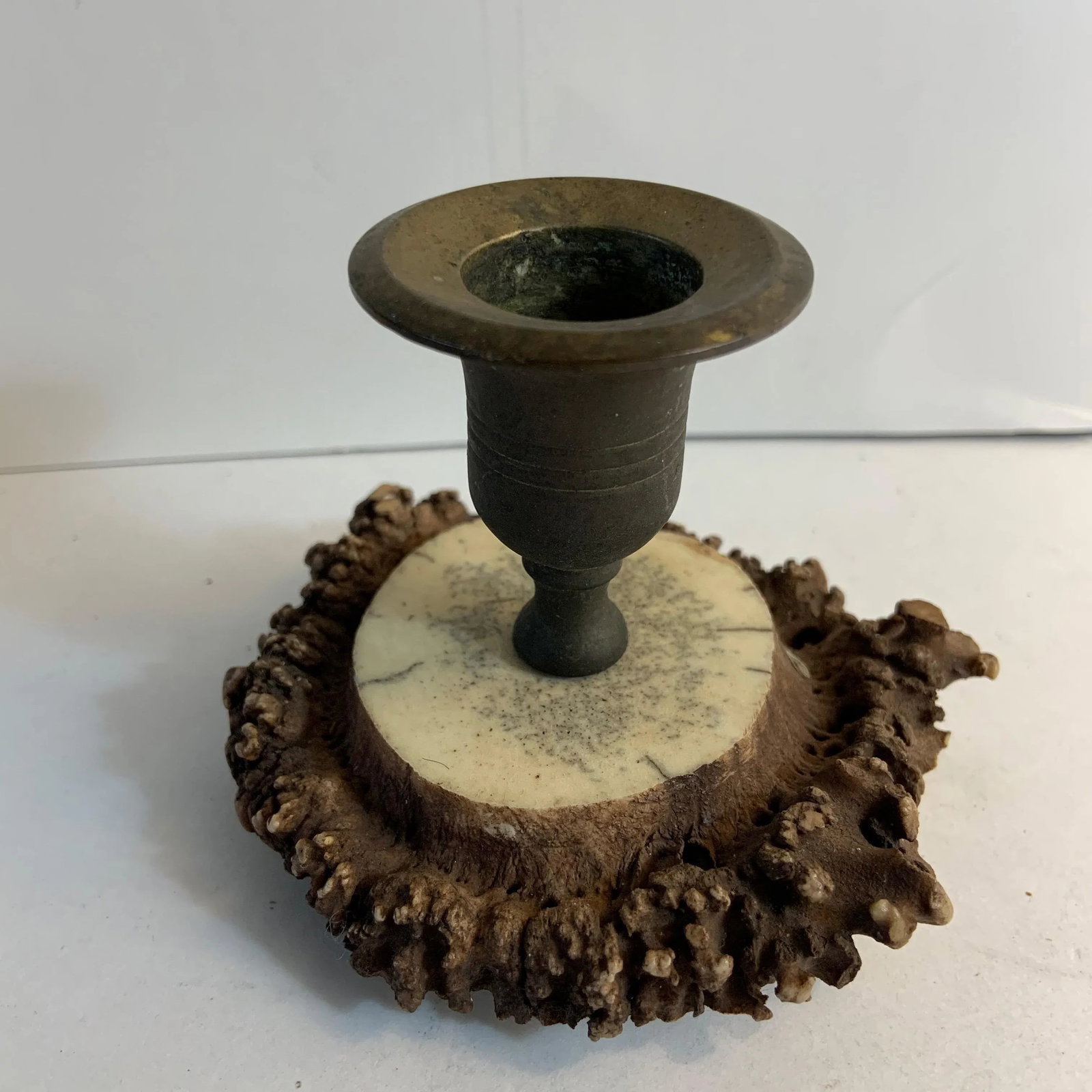 Antique 1910s Horn Antler Candleholder - 5