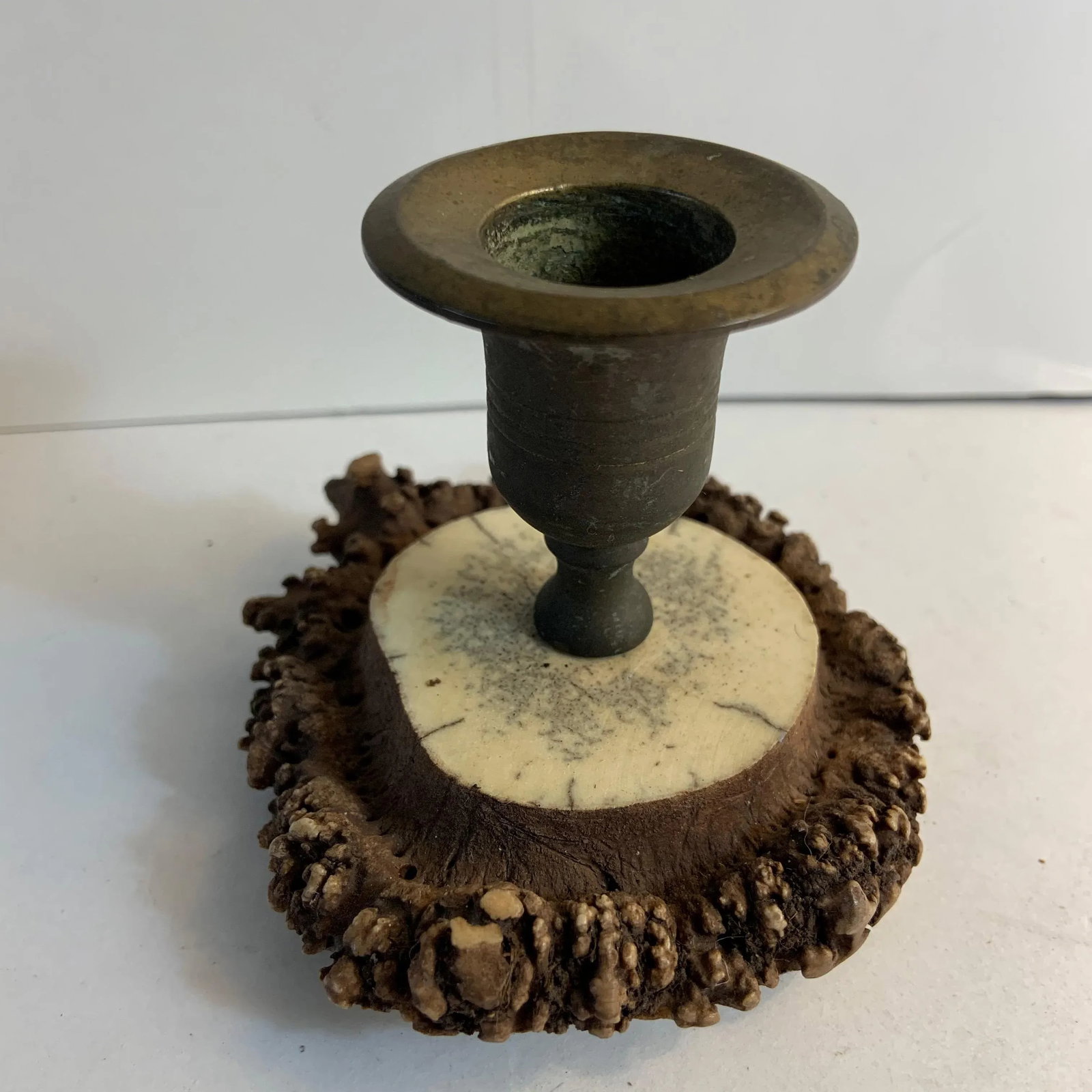 Antique 1910s Horn Antler Candleholder - 6