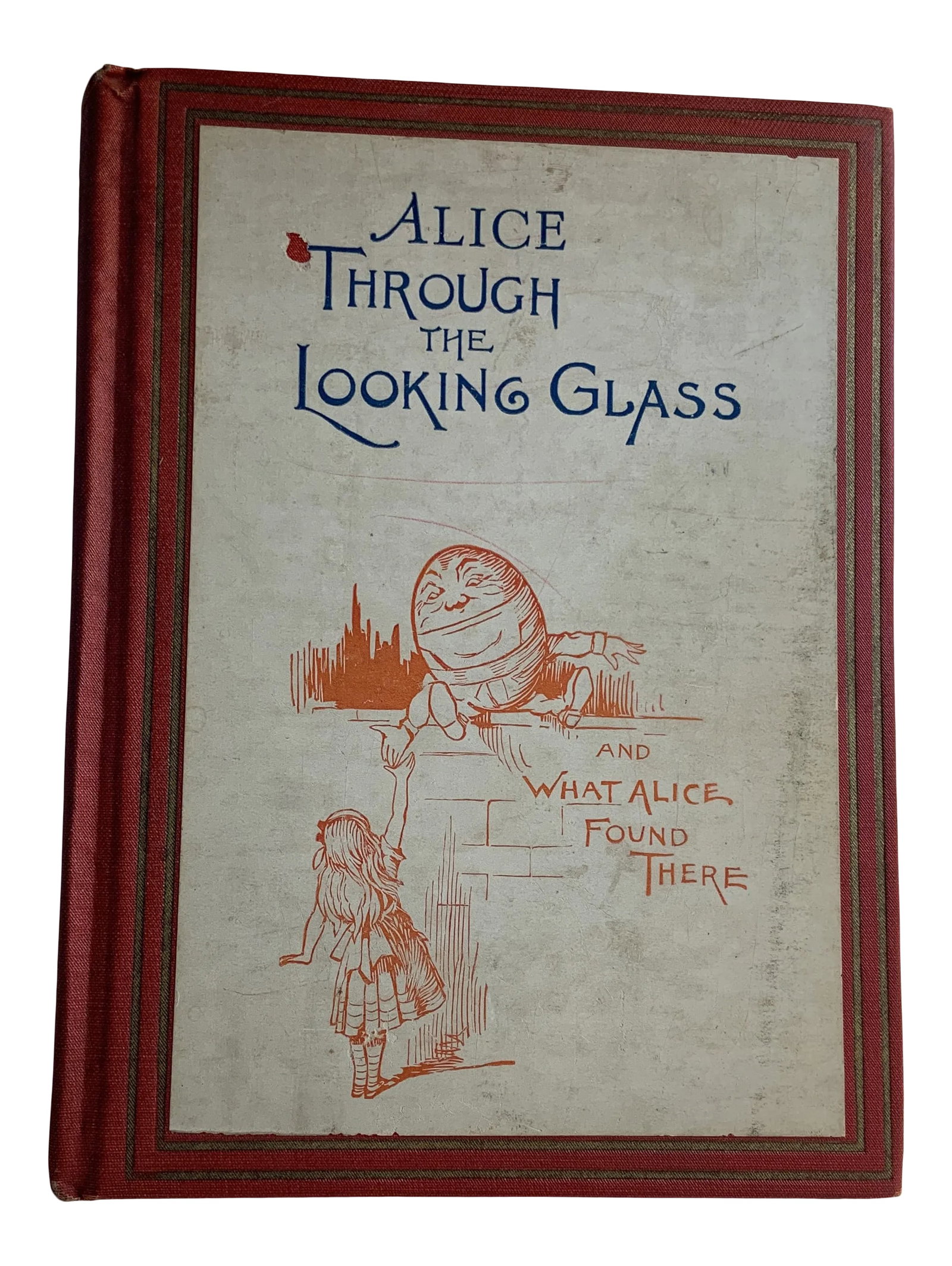 1930 Alice Through the Looking Glass Book: Lovely edition of Alice Through the Looking Glass and What She Found There by Lewis Carroll. Whitman, 1930. Red cloth, gilt lettering and pastedown illustration on front cover. Illustrated