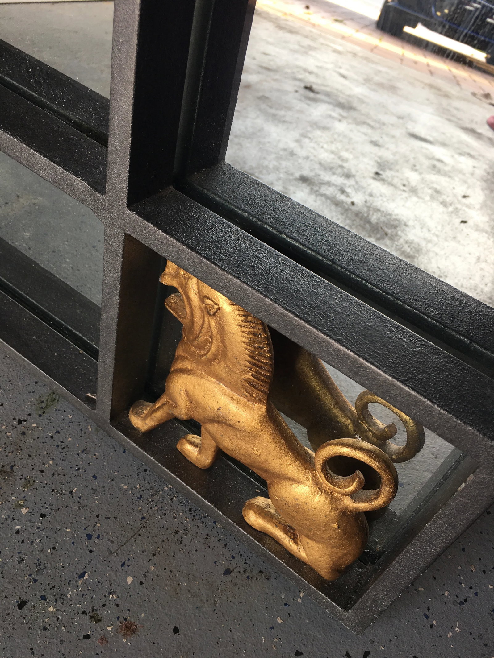Hollywood Regency Iron & Brass Griffin Wall Mirror Large - 5