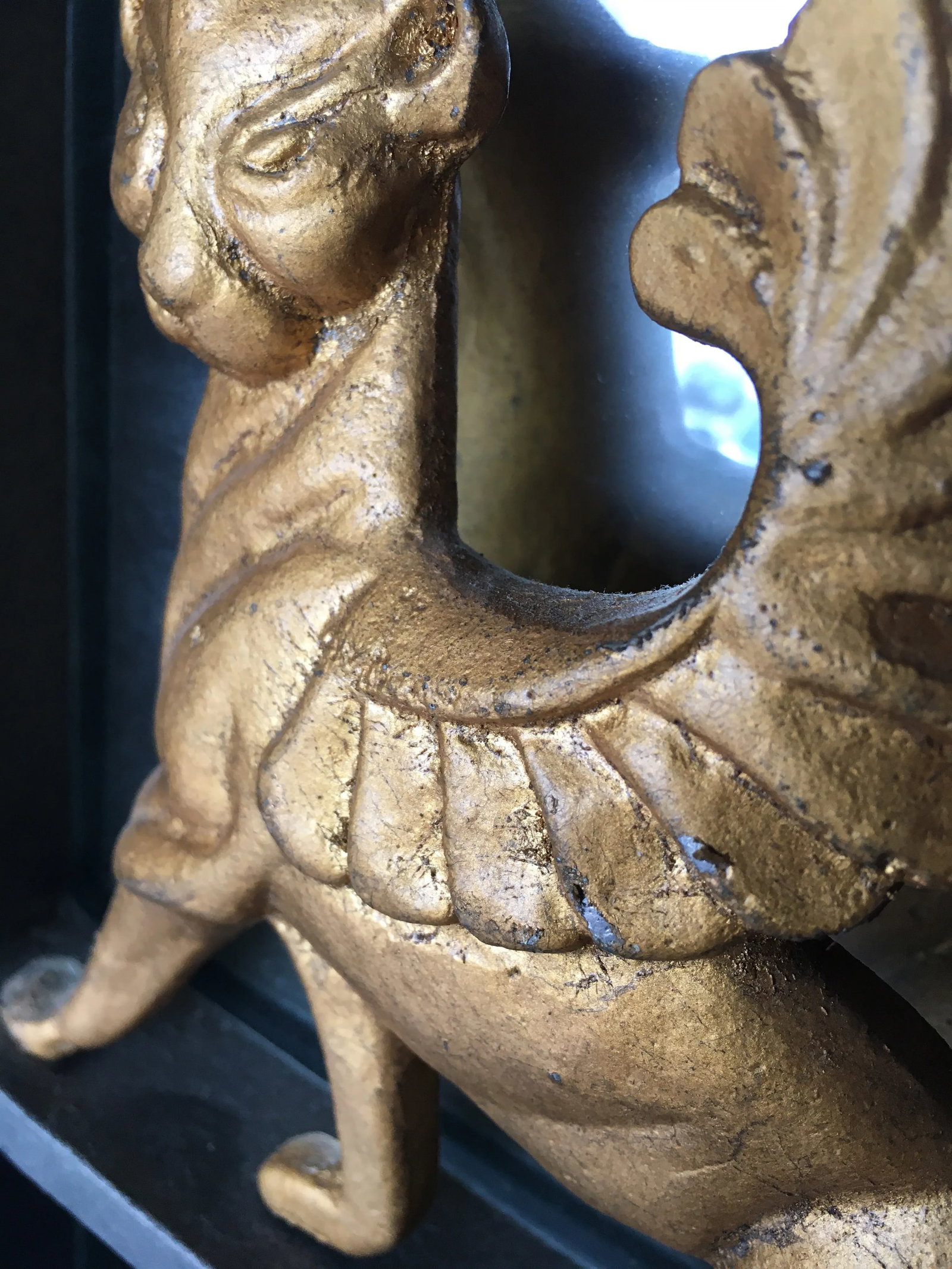 Hollywood Regency Iron & Brass Griffin Wall Mirror Large - 6
