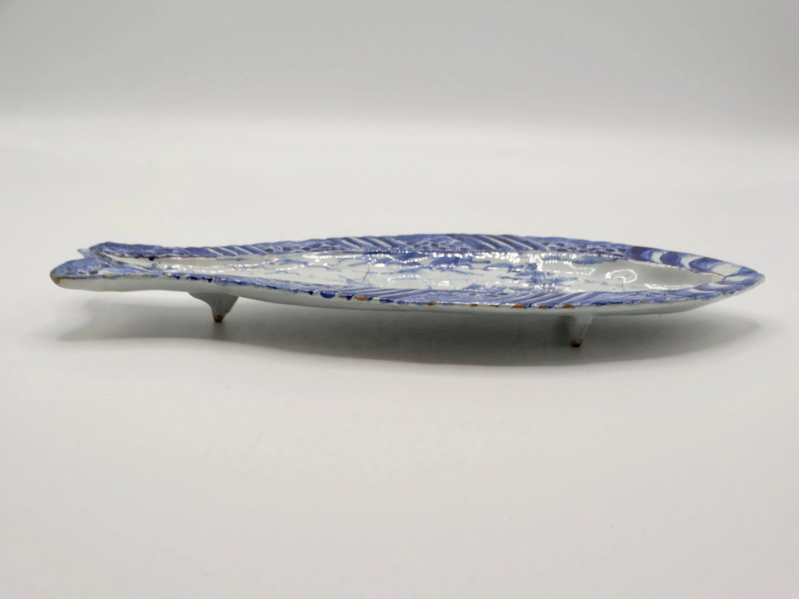 Early Antique Dutch Delft Herring Fish Dish Plate - 3