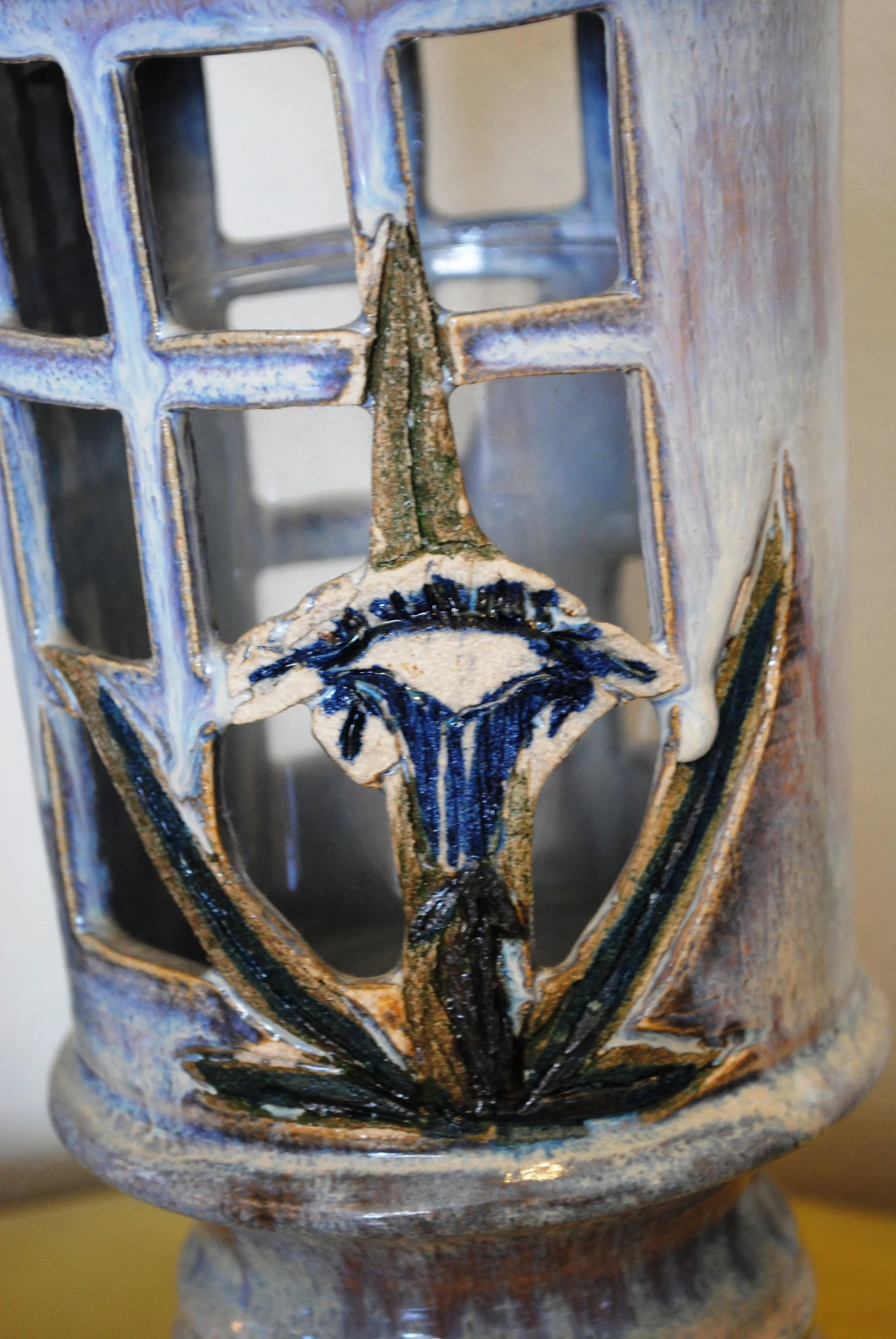 Late 20th Century Ceramic Heron Design Candle Lantern Signed - 3
