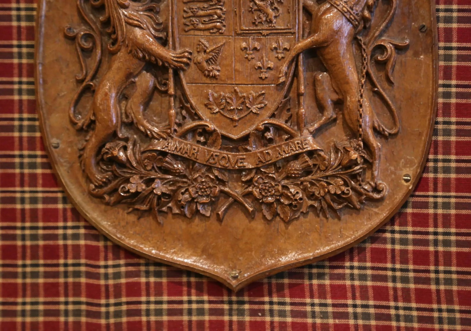 Early 20th Century Carved Fruitwood Canadian Coat of Arms Wall Plaque - 5