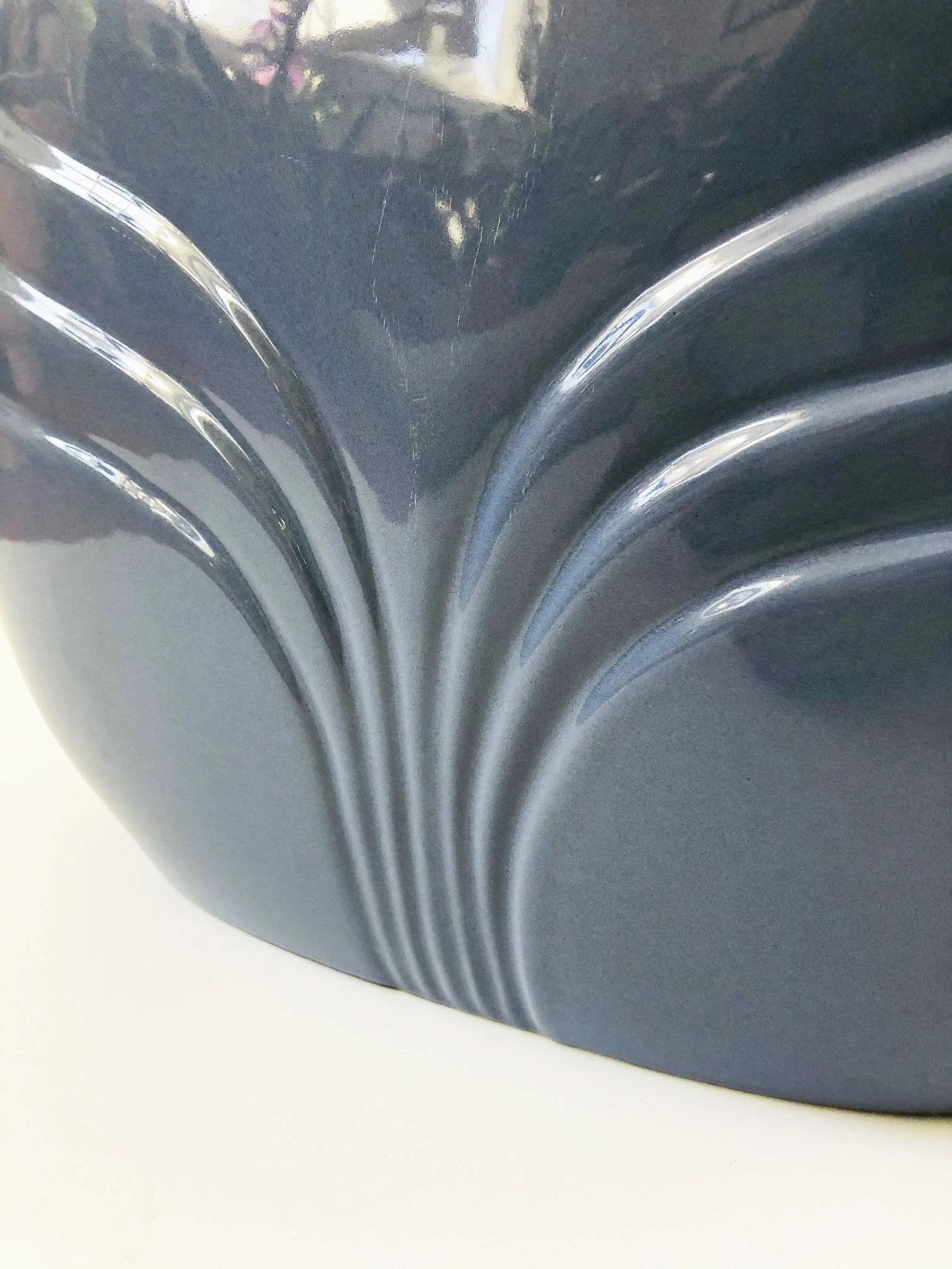 Extra Large Vintage 80s Modern Embossed Periwinkle Vase - 4