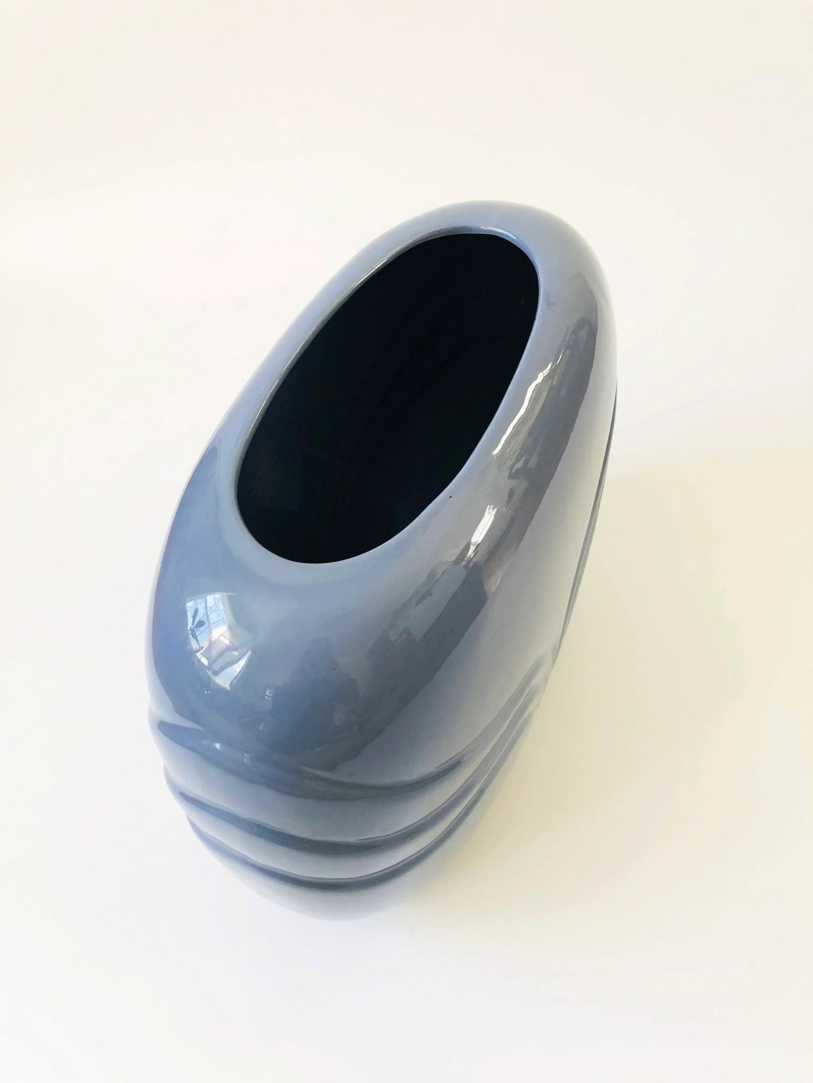 Extra Large Vintage 80s Modern Embossed Periwinkle Vase - 6