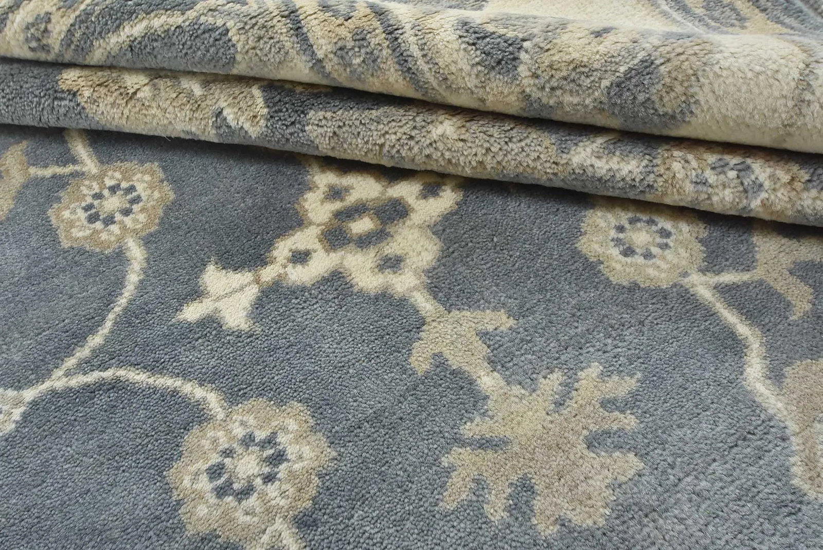 Oushak Rug 8'3" X 9'10" Blue Wool Traditional Hand-Knotted Oriental Carpet - 11