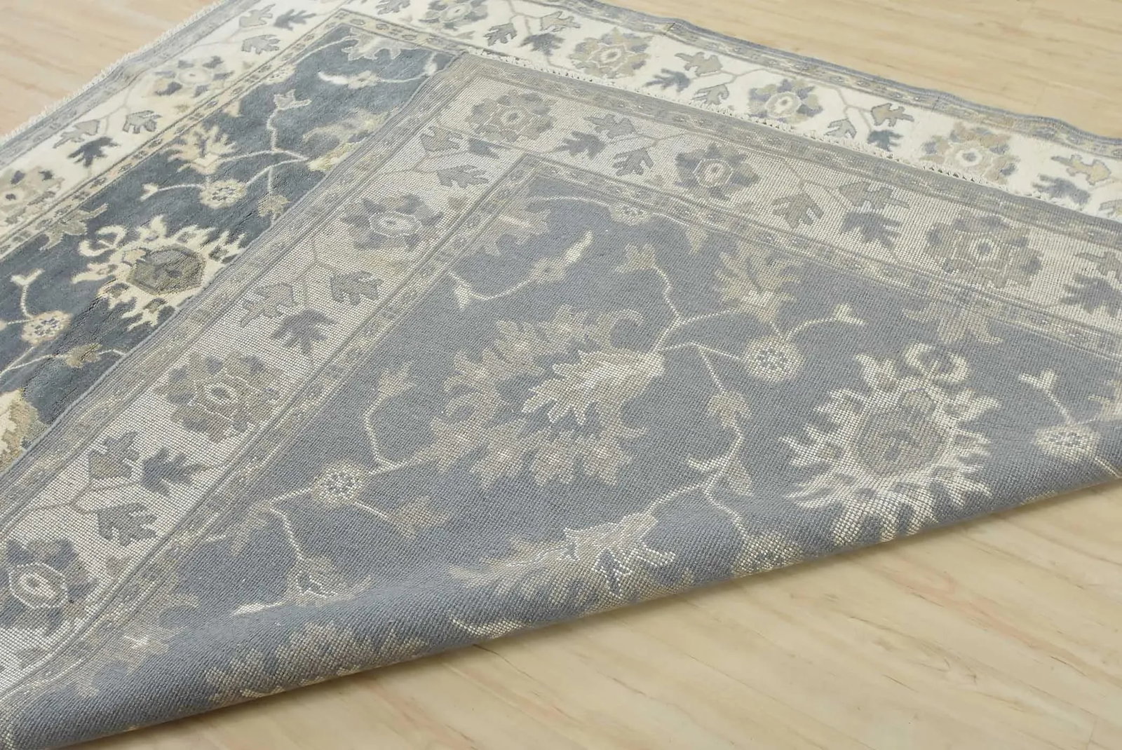 Oushak Rug 8'3" X 9'10" Blue Wool Traditional Hand-Knotted Oriental Carpet - 14