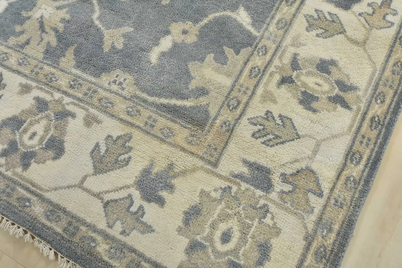 Oushak Rug 8'3" X 9'10" Blue Wool Traditional Hand-Knotted Oriental Carpet - 4