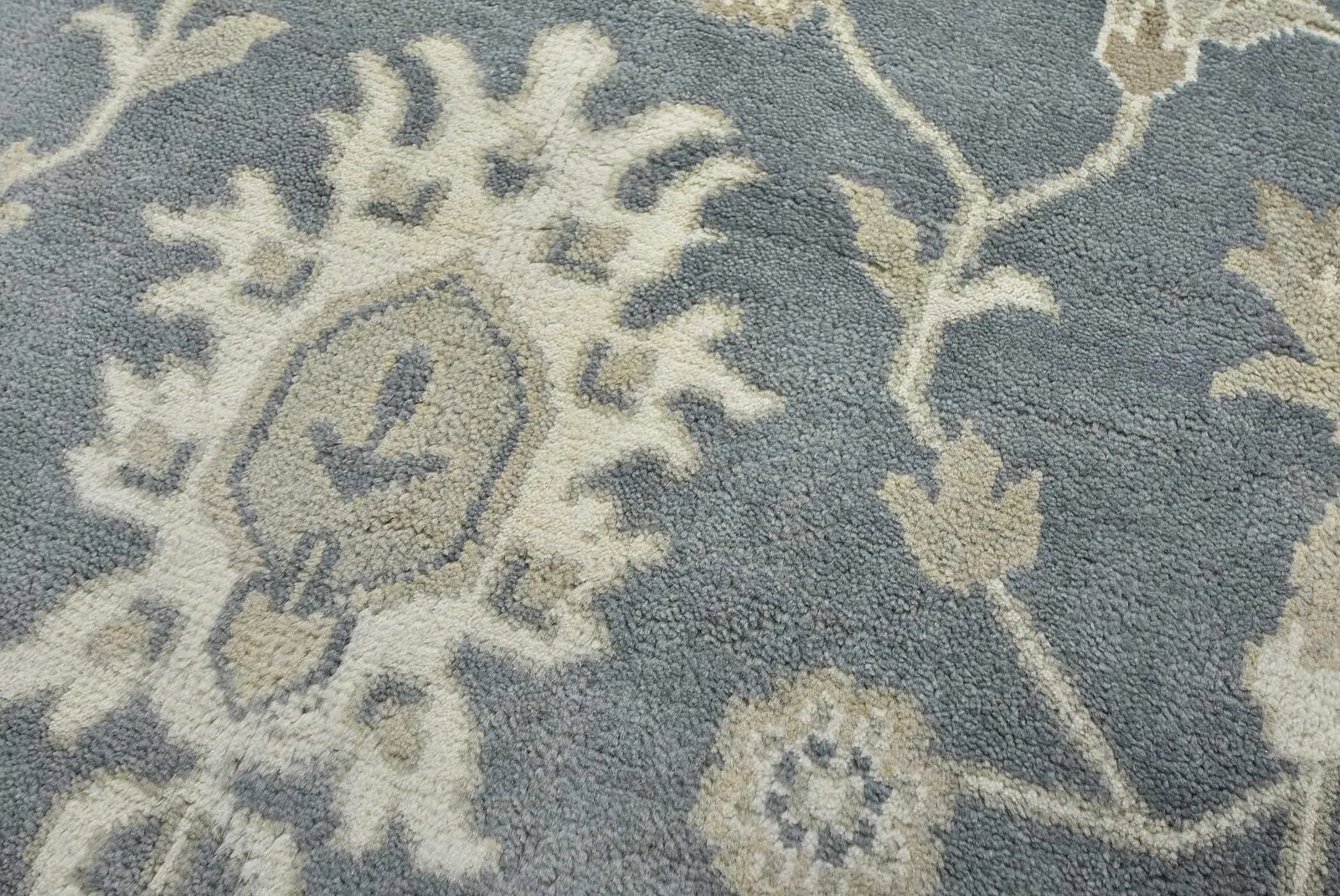 Oushak Rug 8'3" X 9'10" Blue Wool Traditional Hand-Knotted Oriental Carpet - 5