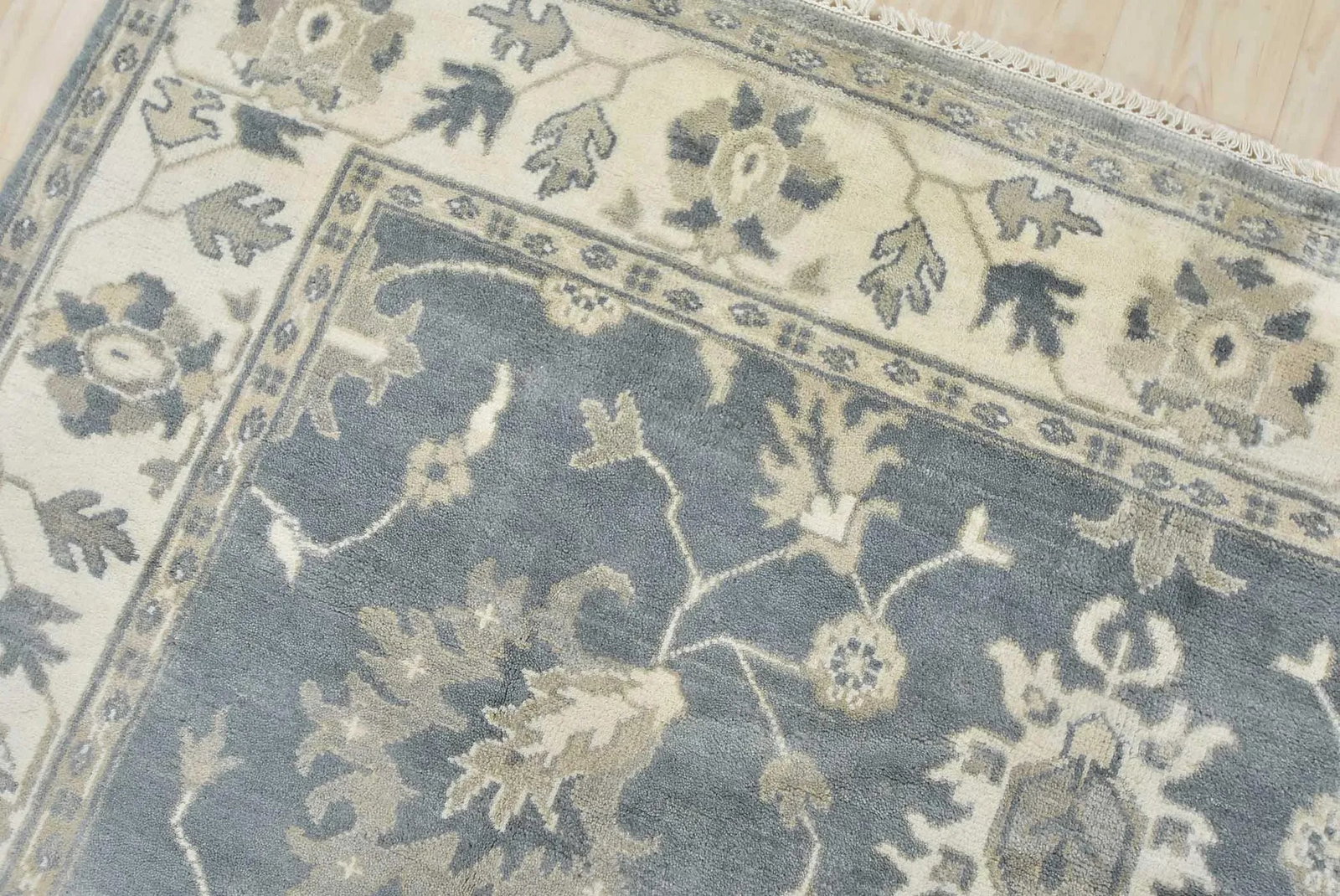 Oushak Rug 8'3" X 9'10" Blue Wool Traditional Hand-Knotted Oriental Carpet - 8