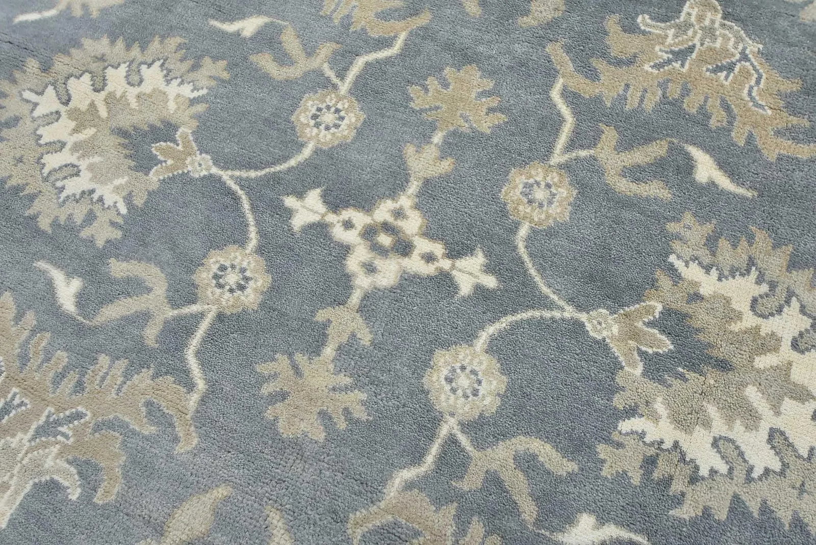 Oushak Rug 8'3" X 9'10" Blue Wool Traditional Hand-Knotted Oriental Carpet - 9
