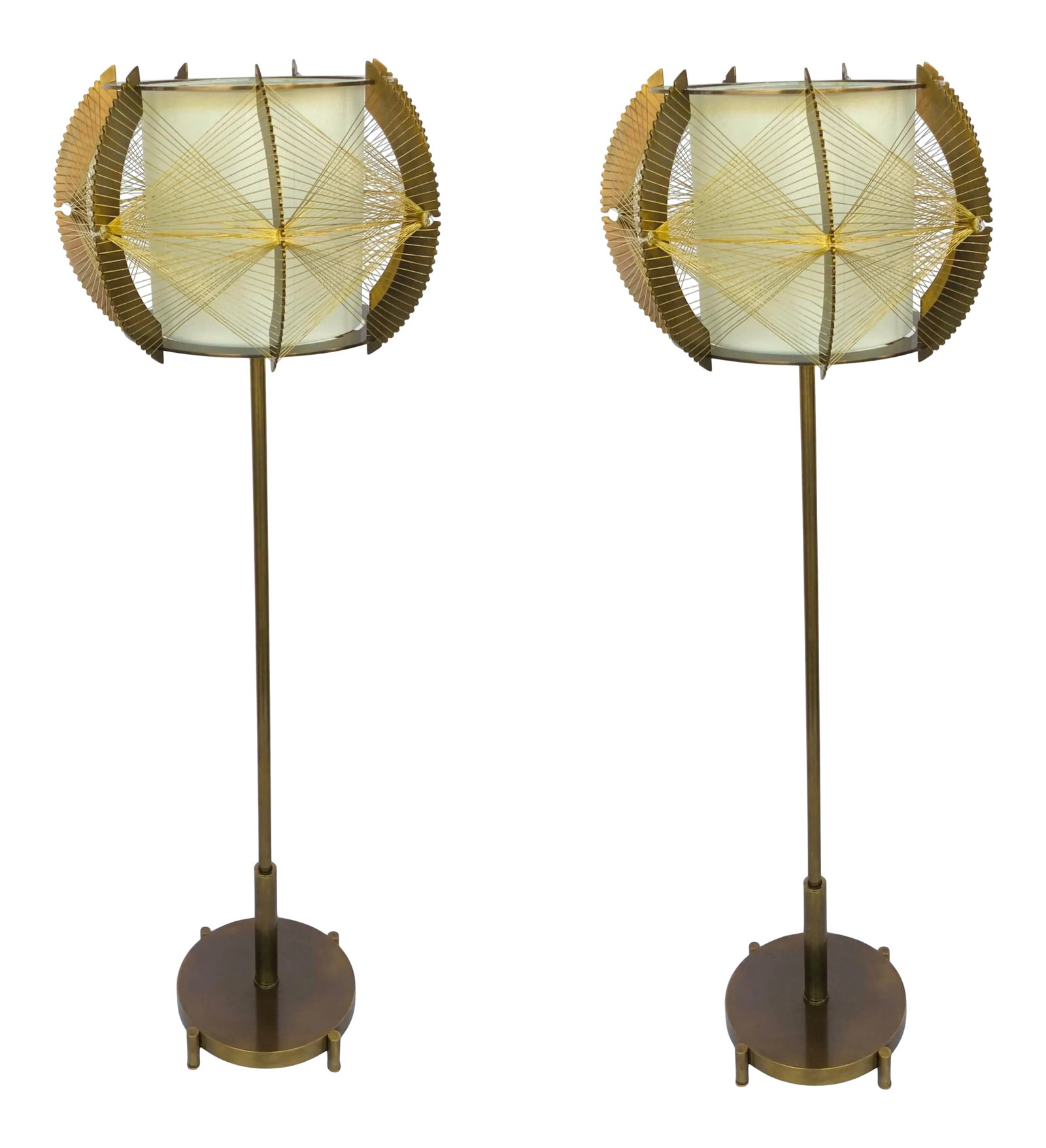 Mid-Century Modern Style Brass Finished Architectural Table Lamps - a Pair (1 of 5)