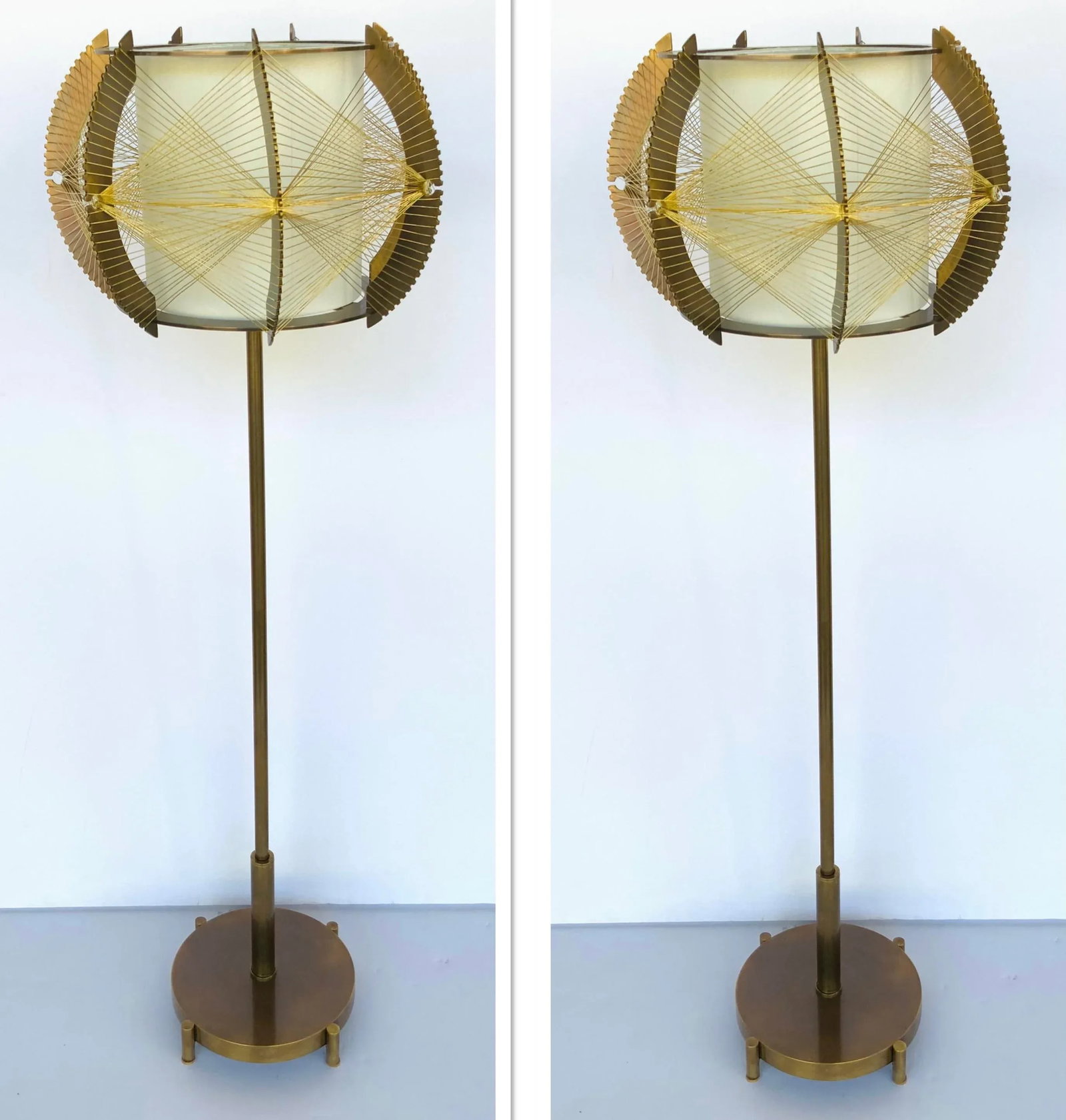 Mid-Century Modern Style Brass Finished Architectural Table Lamps - a Pair - 5