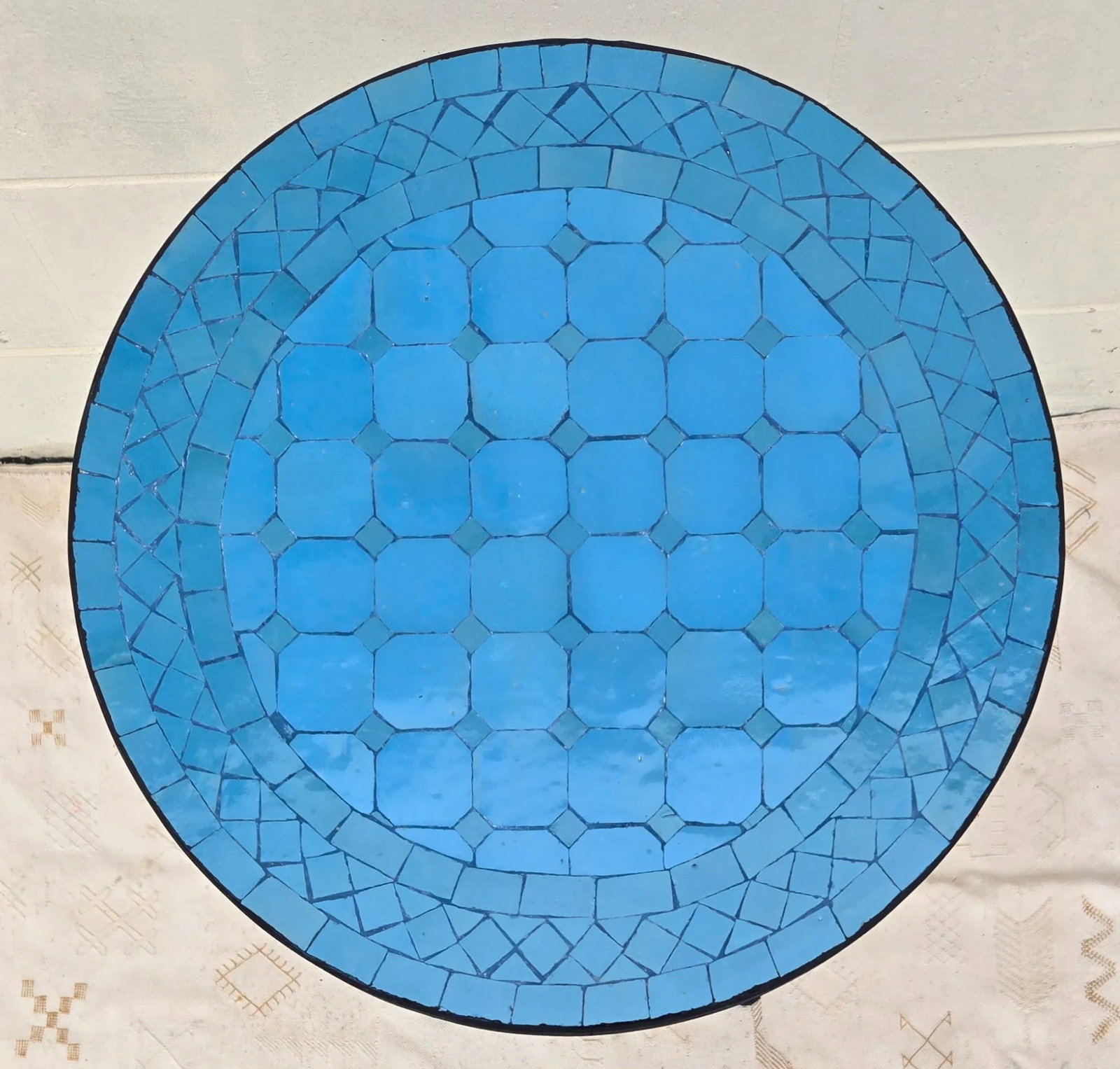 20" Moroccan Turquoise Mosaic Table - 2
