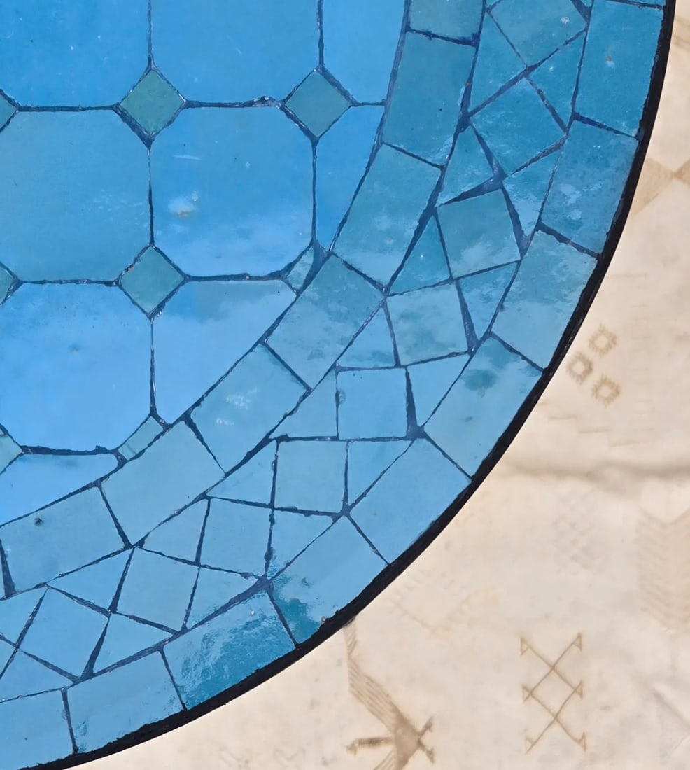 20" Moroccan Turquoise Mosaic Table - 3