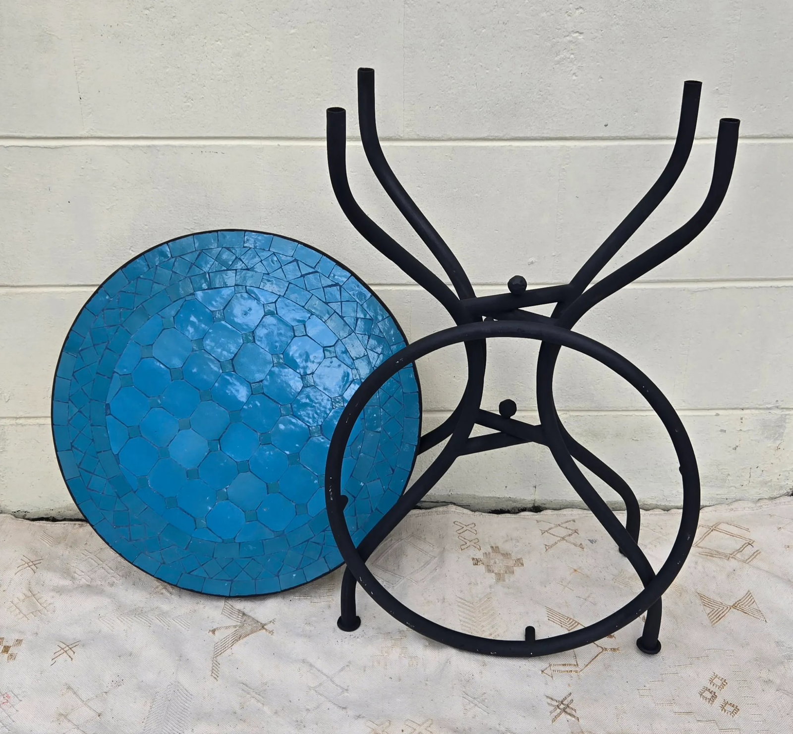 20" Moroccan Turquoise Mosaic Table - 6