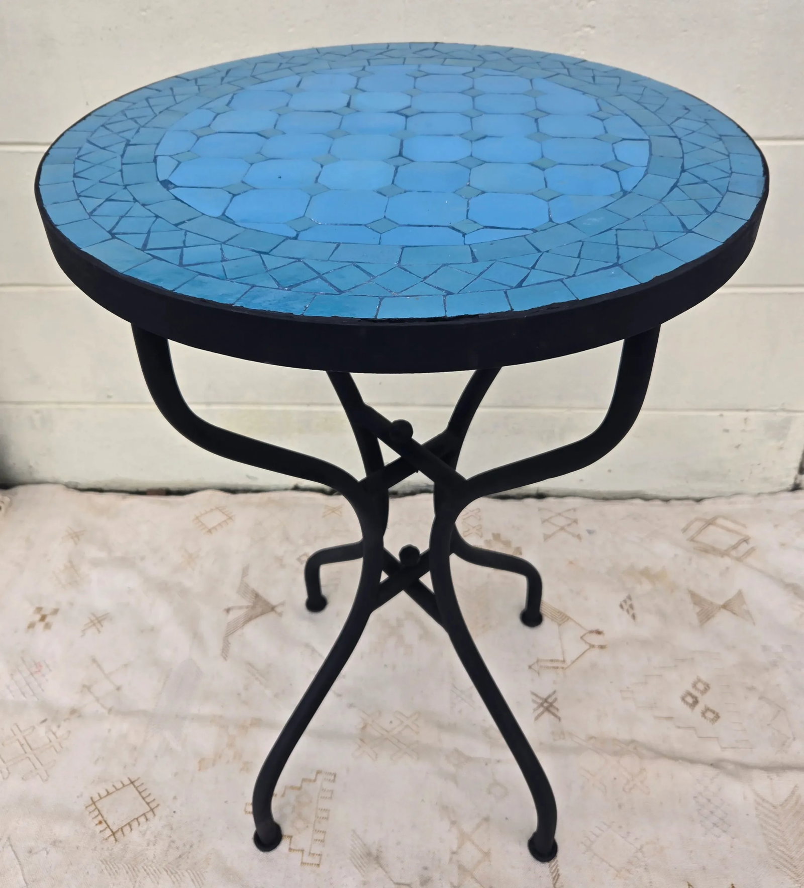 20" Moroccan Turquoise Mosaic Table - 9