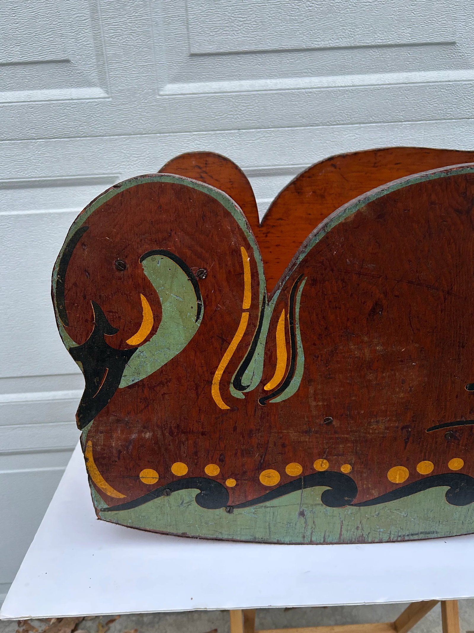 1940s Wood Painted Swan Rocker - 8