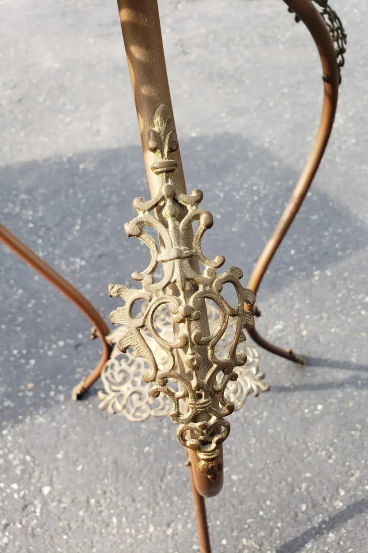 1970s Carved Iron With Stone Top Plant Stand - 4