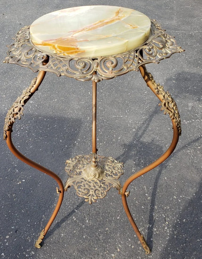 1970s Carved Iron With Stone Top Plant Stand - 6