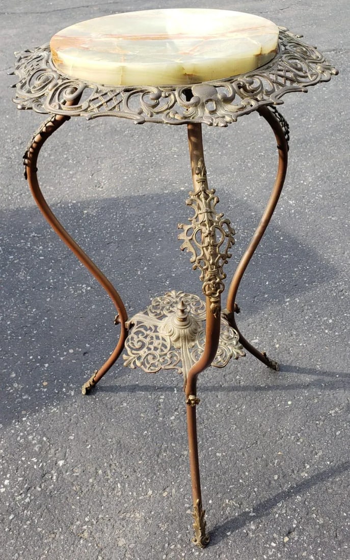 1970s Carved Iron With Stone Top Plant Stand - 7