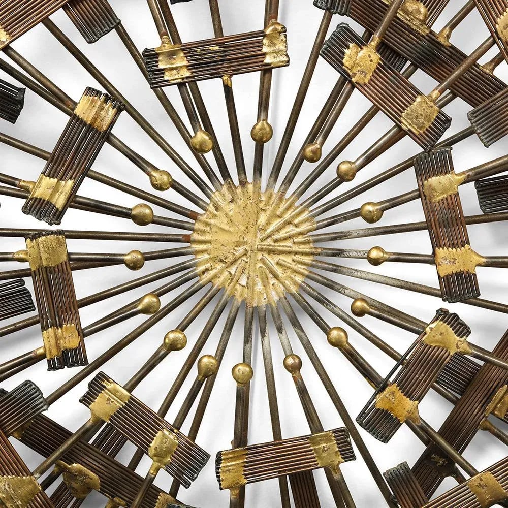 Mid-century Circular Brass and Metal Wall Sculpture in the Manner of Cjere, 1970s - 2