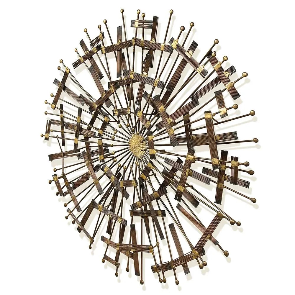 Mid-century Circular Brass and Metal Wall Sculpture in the Manner of Cjere, 1970s - 3