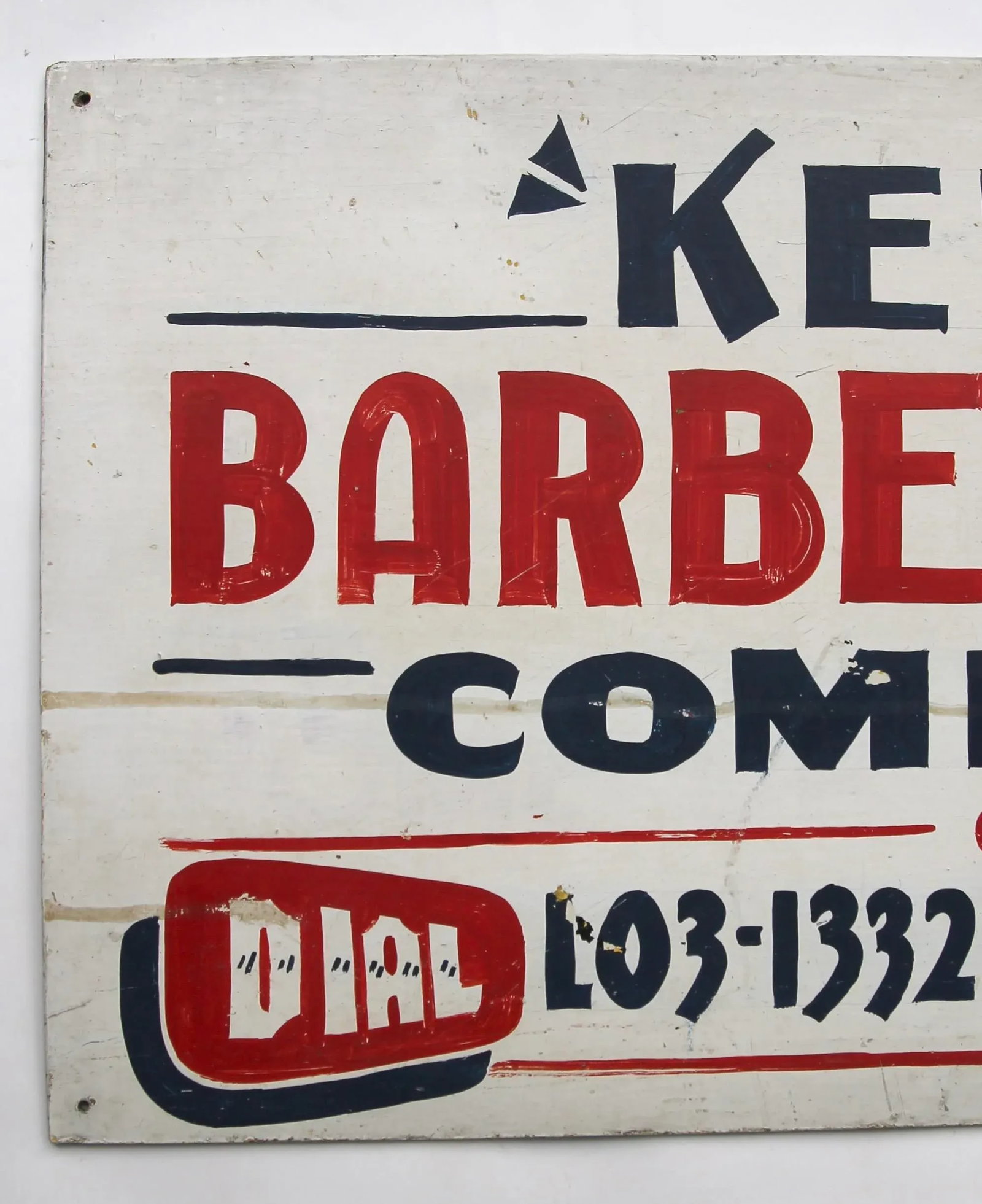 Circa 1950s Ken's Barber Shop Sign - 2