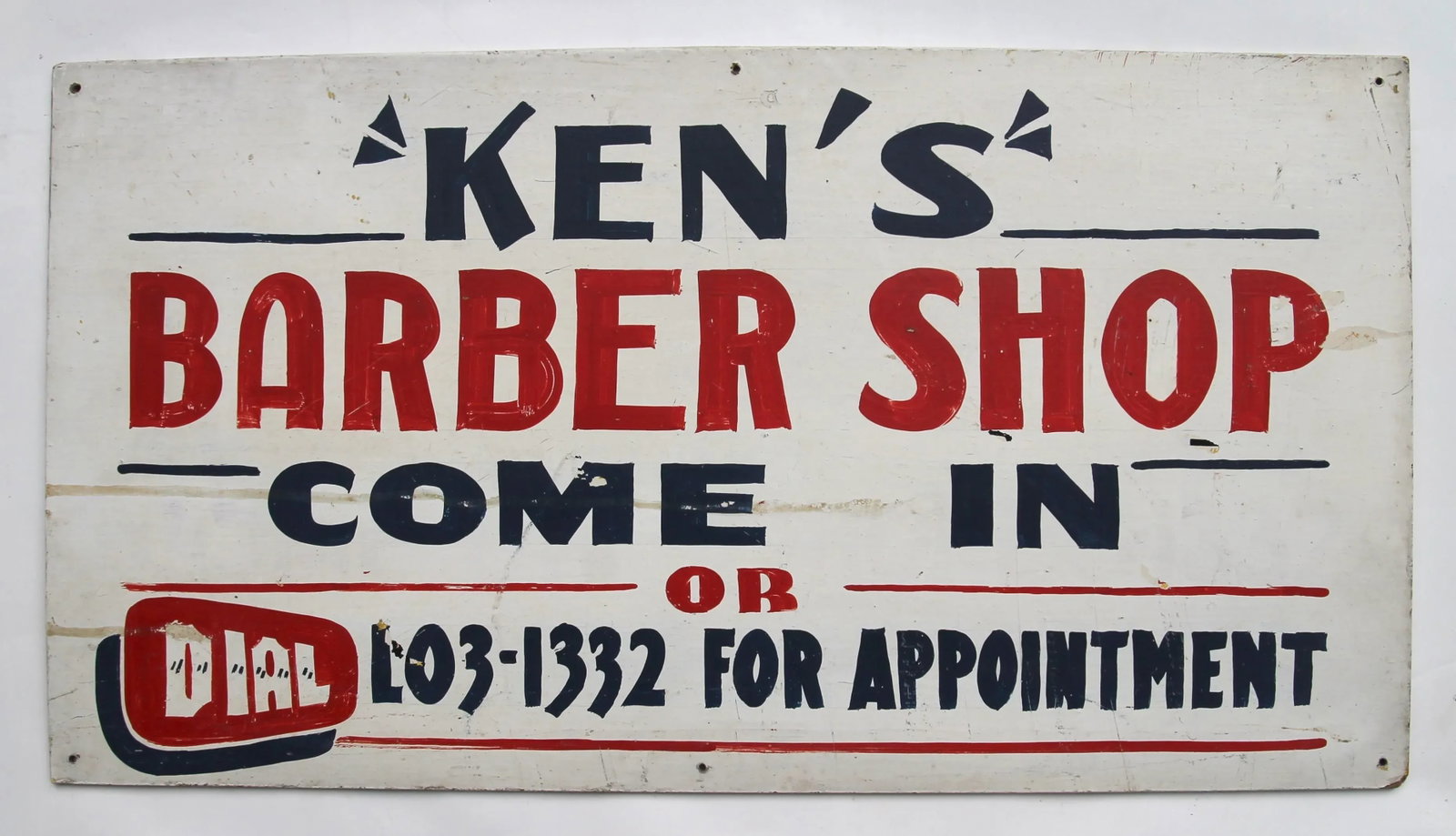 Circa 1950s Ken's Barber Shop Sign - 5