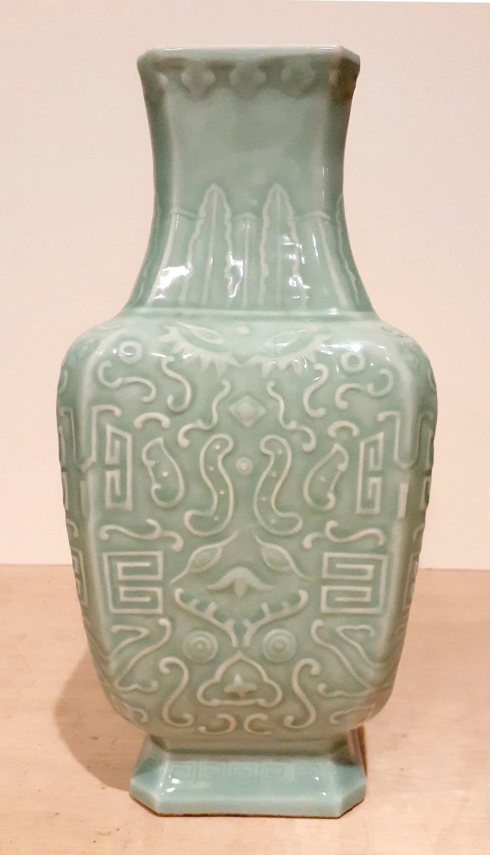 Late 19th Century Chinese Longquan Kiln Celadon Four Sided Vase - 10
