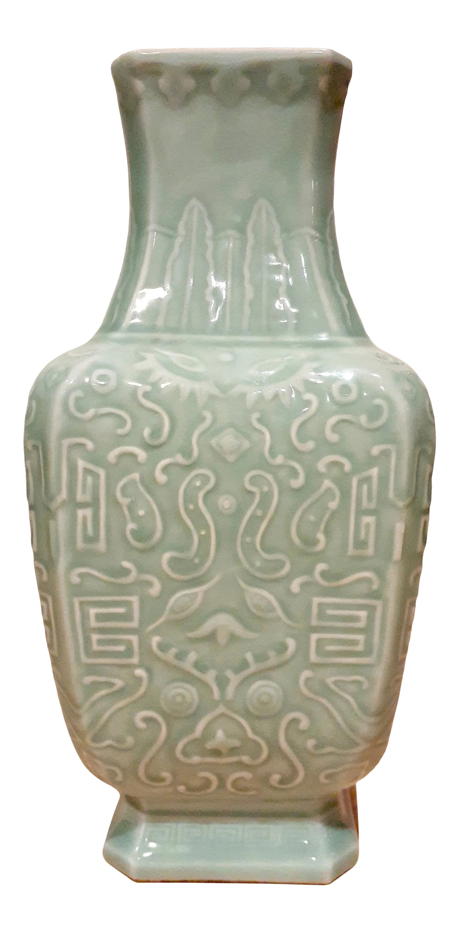 Late 19th Century Chinese Longquan Kiln Celadon Four Sided Vase (1 of 10)