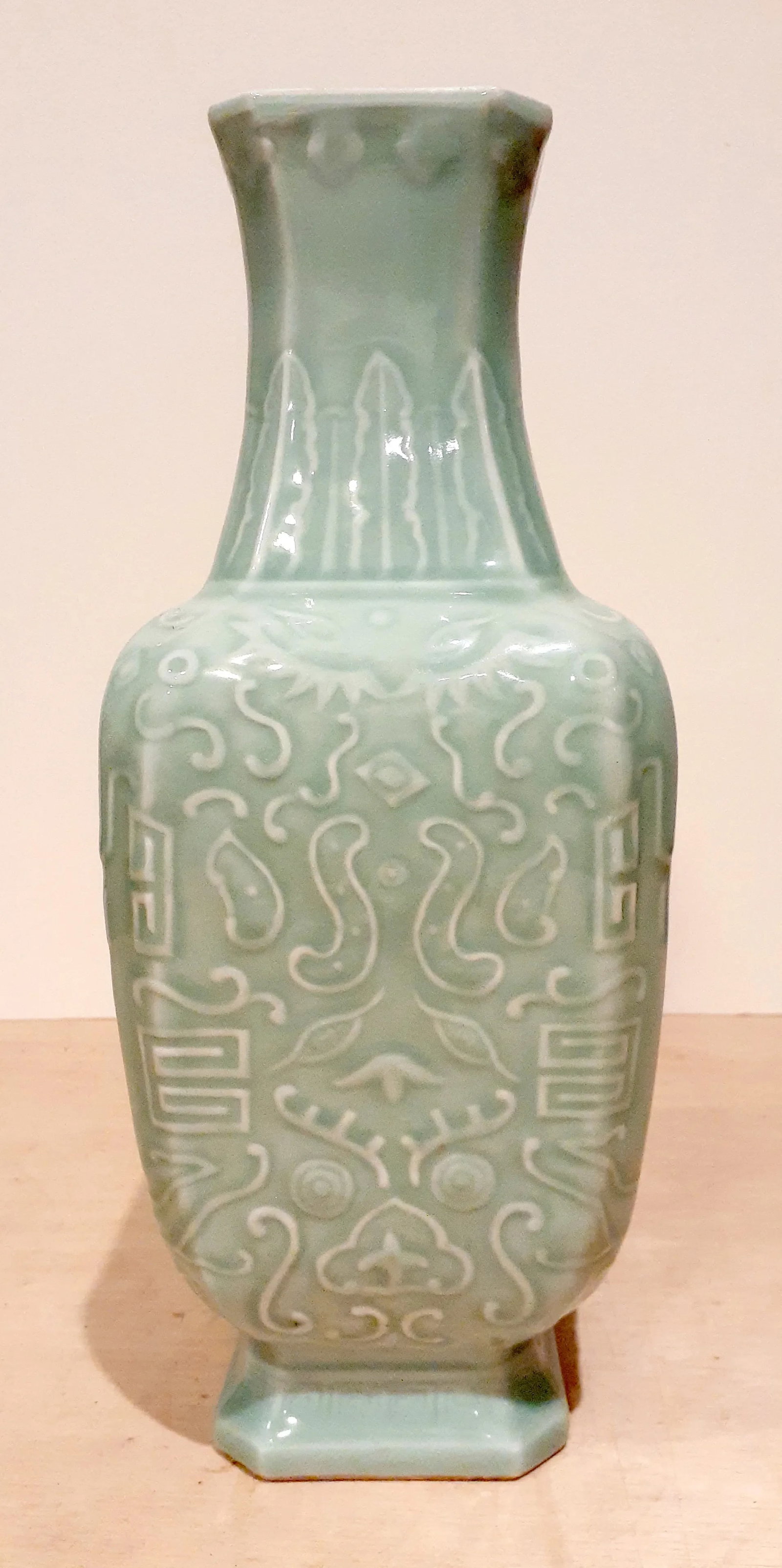 Late 19th Century Chinese Longquan Kiln Celadon Four Sided Vase - 2