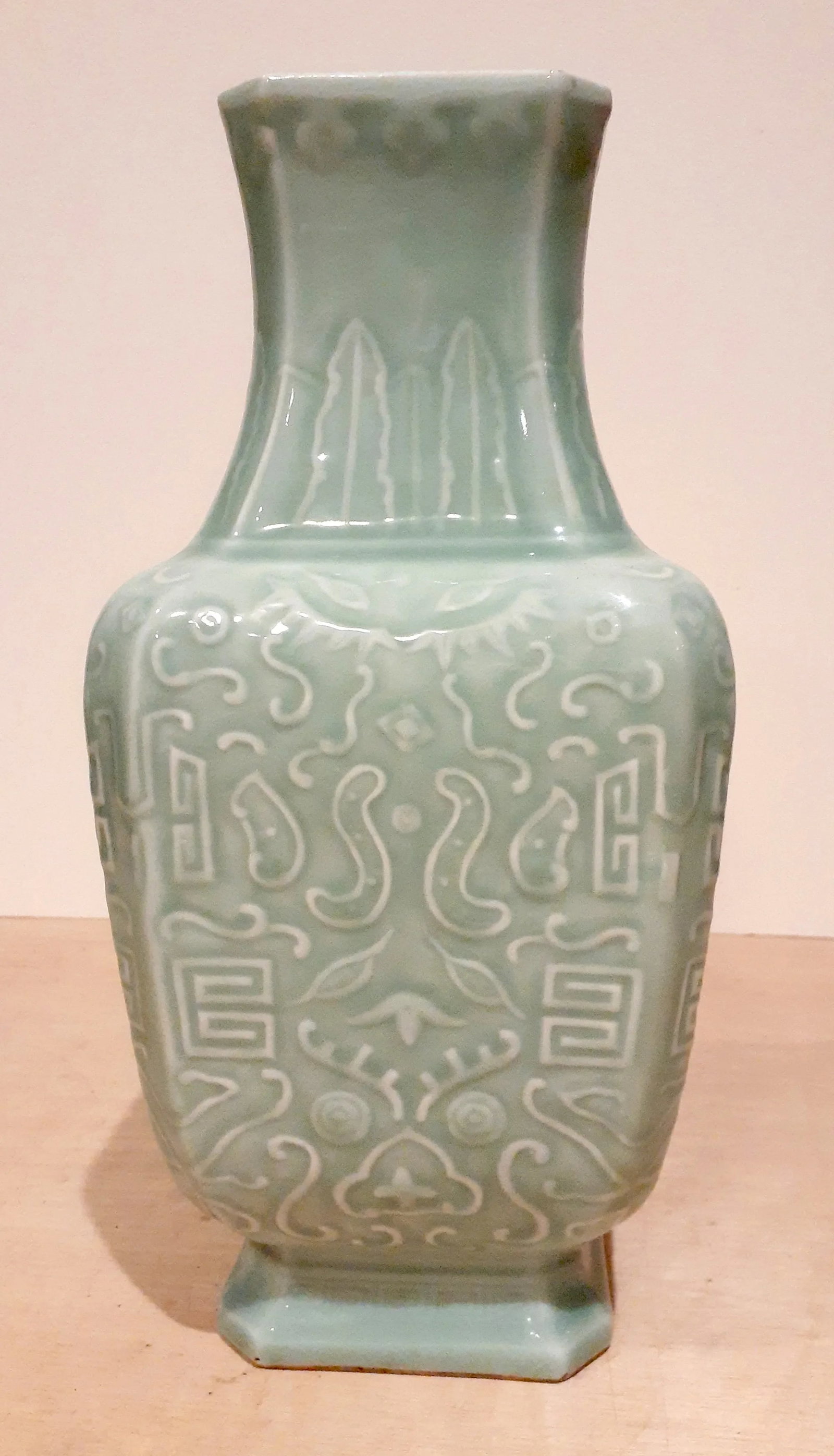 Late 19th Century Chinese Longquan Kiln Celadon Four Sided Vase - 3