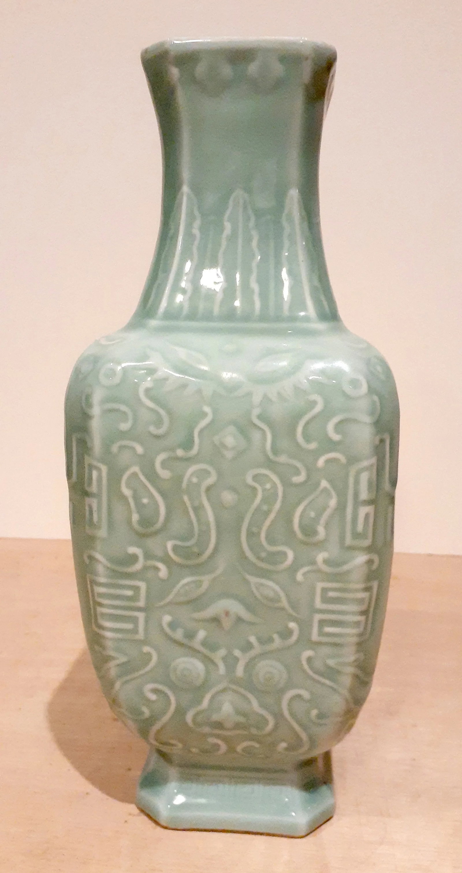 Late 19th Century Chinese Longquan Kiln Celadon Four Sided Vase - 4