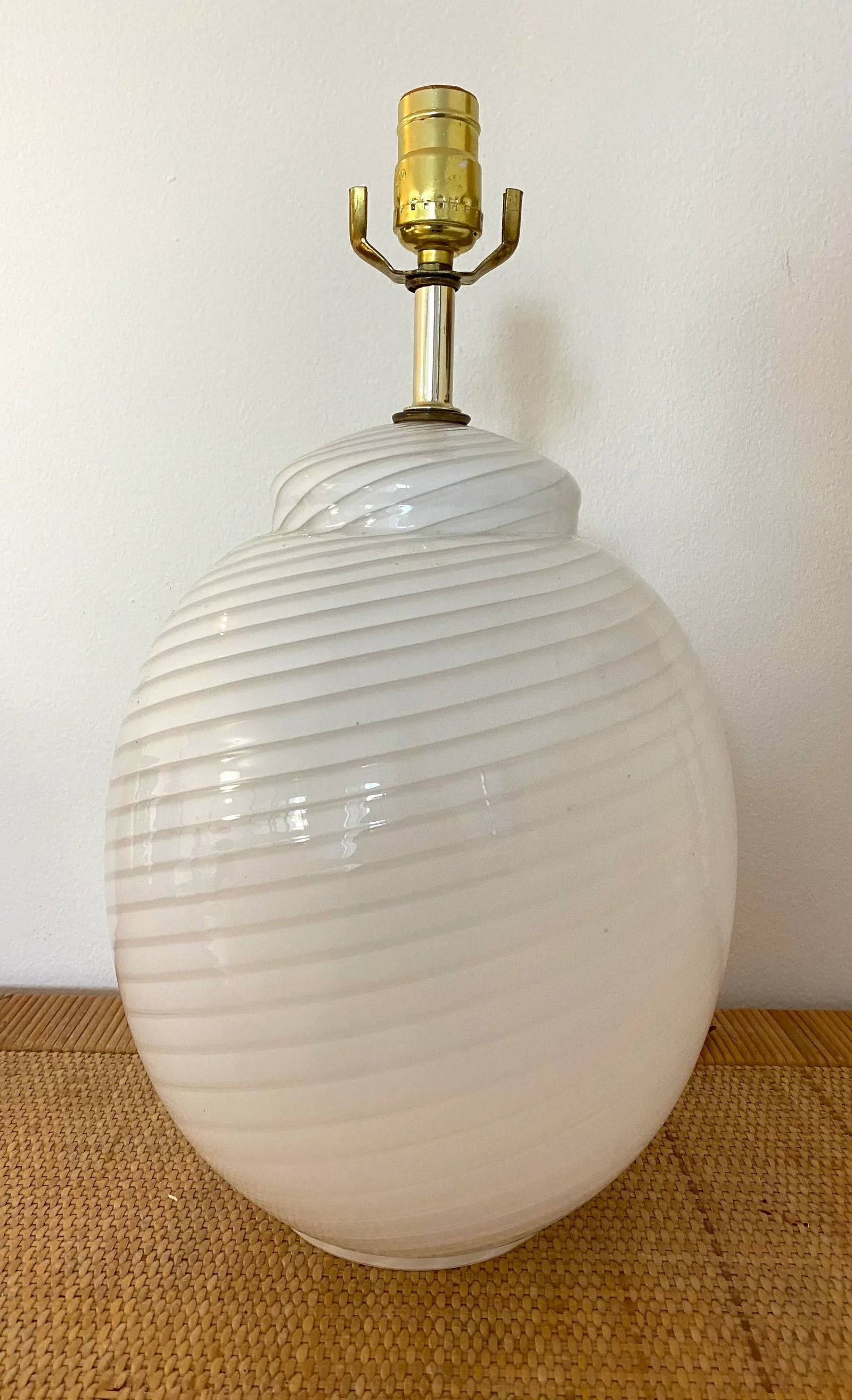 Vintage 1960s Vetri Italian Murano Swirl Table Lamp - 4