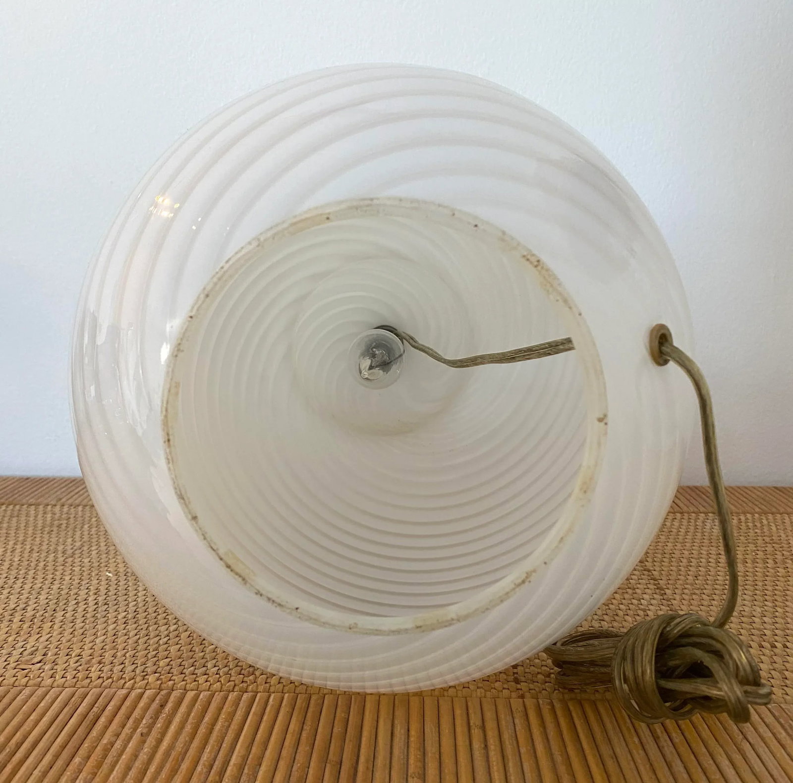 Vintage 1960s Vetri Italian Murano Swirl Table Lamp - 5