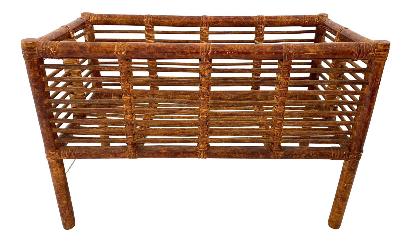 Large Vintage Scorched Burnt Bamboo Plant Stand (1 of 12)