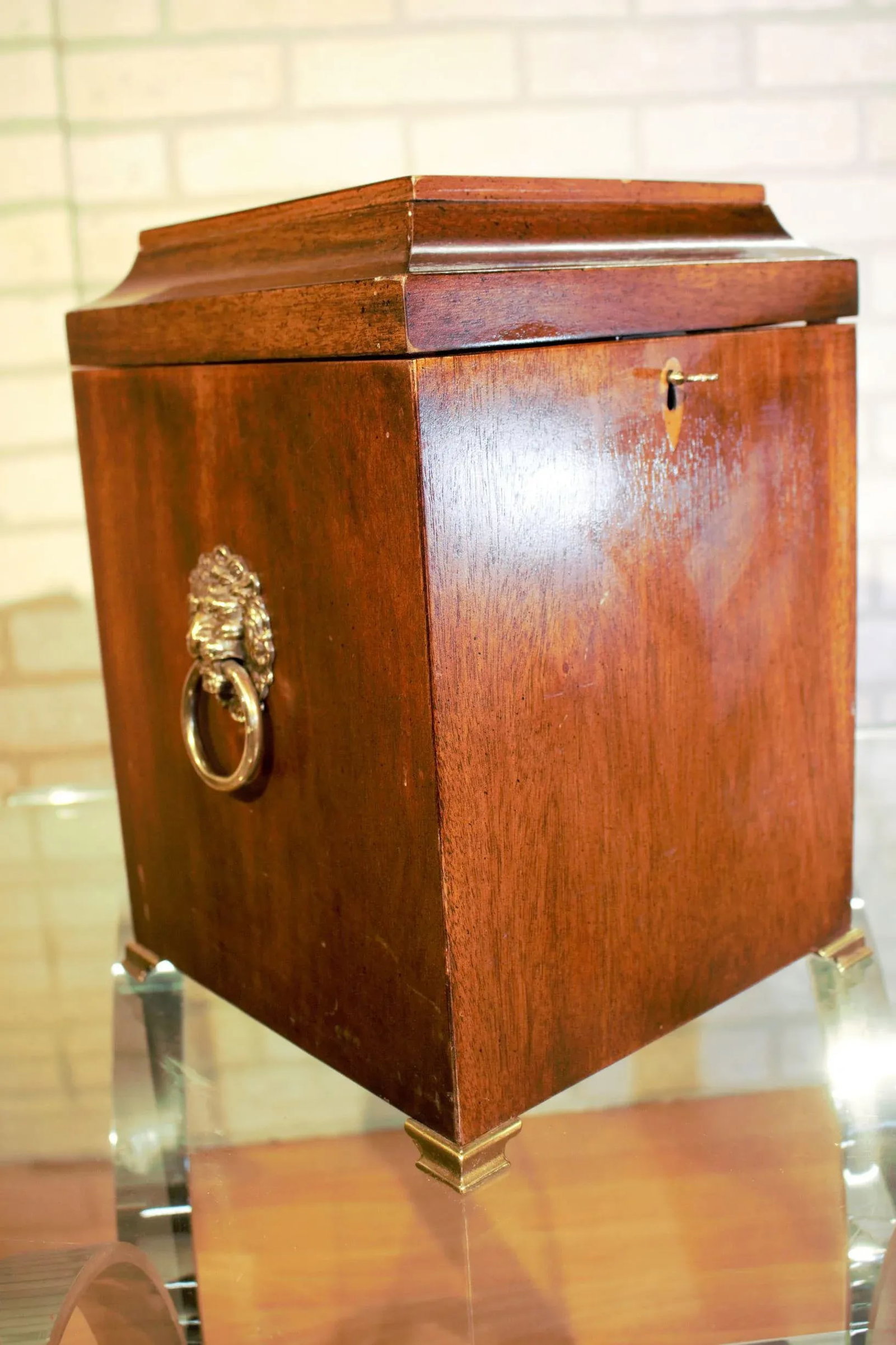 Brandt Furniture Co. Inlaid Mahogany 4 Bottle Decanter Spirit Box - 4