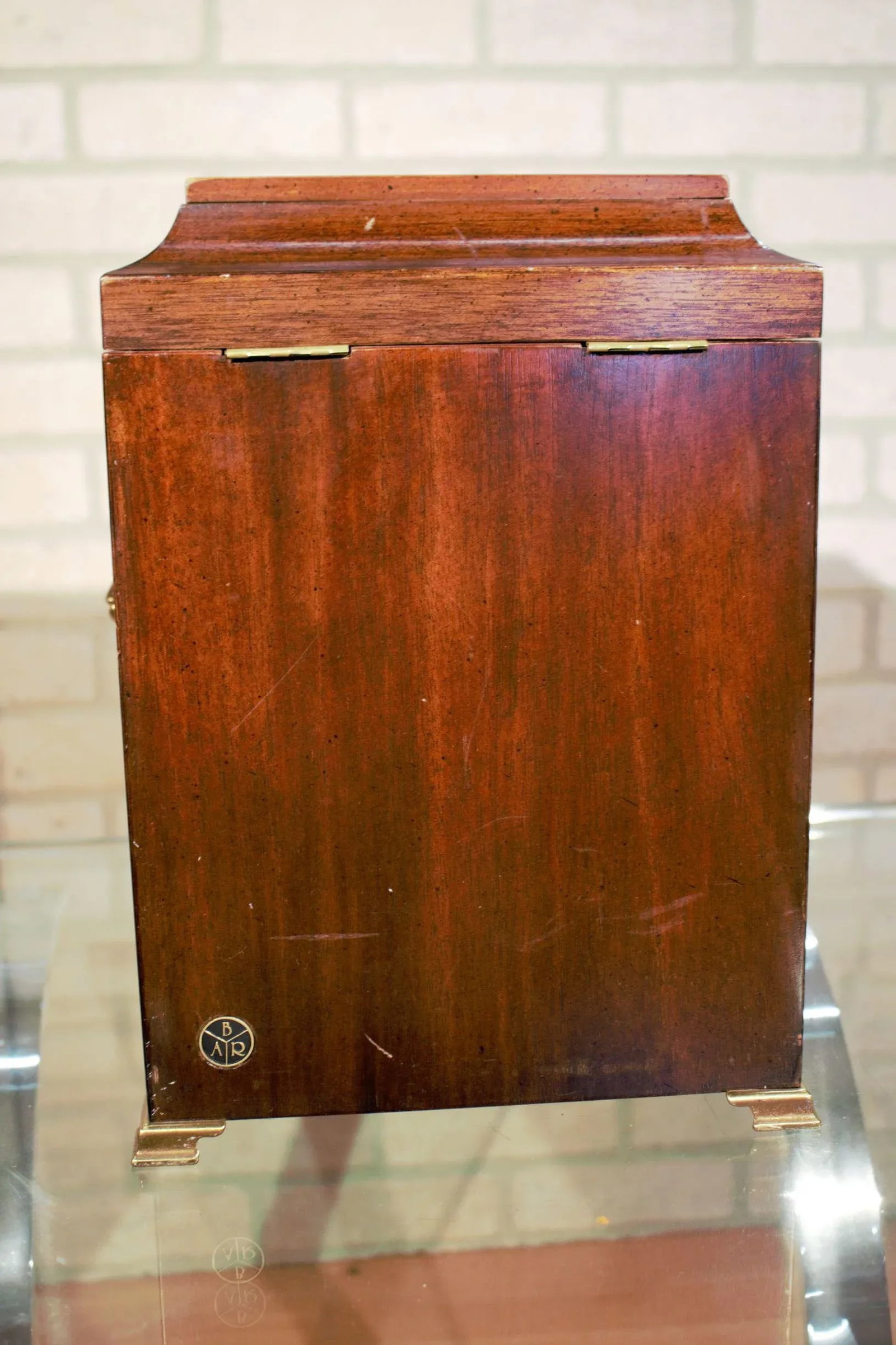 Brandt Furniture Co. Inlaid Mahogany 4 Bottle Decanter Spirit Box - 7