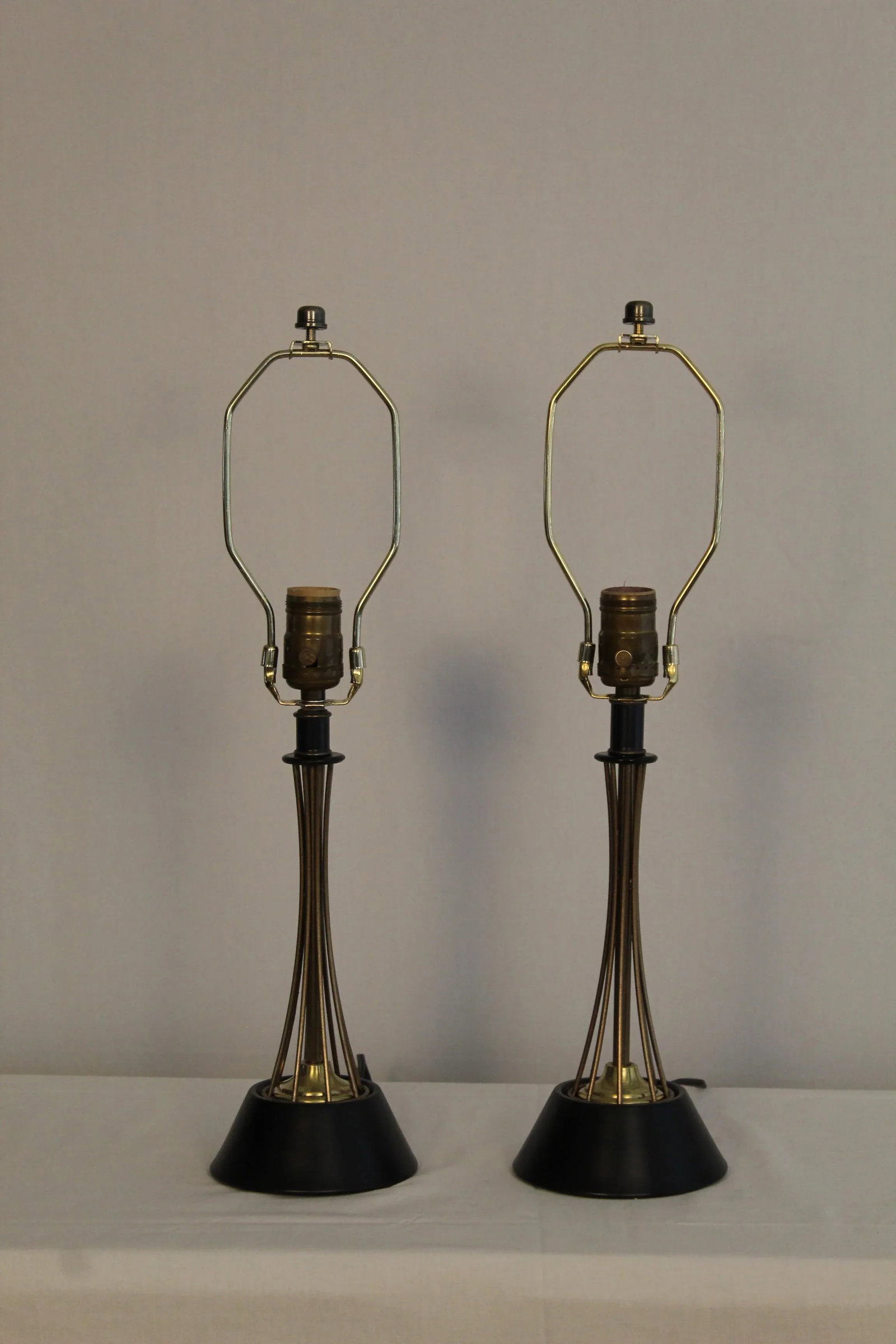 1960s Gerald Thurston Style Brass Table Lamps - a Pair - 10
