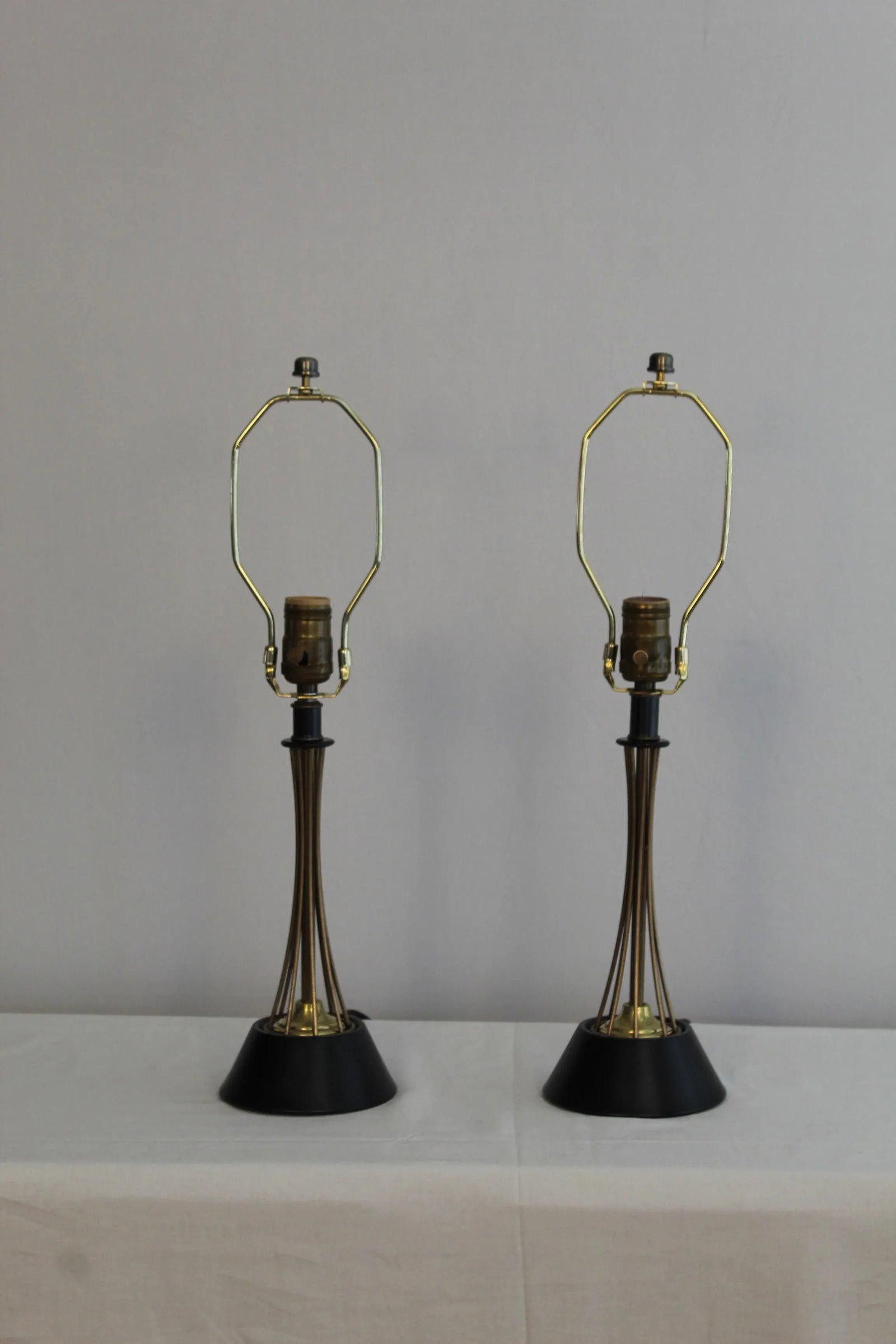 1960s Gerald Thurston Style Brass Table Lamps - a Pair - 12