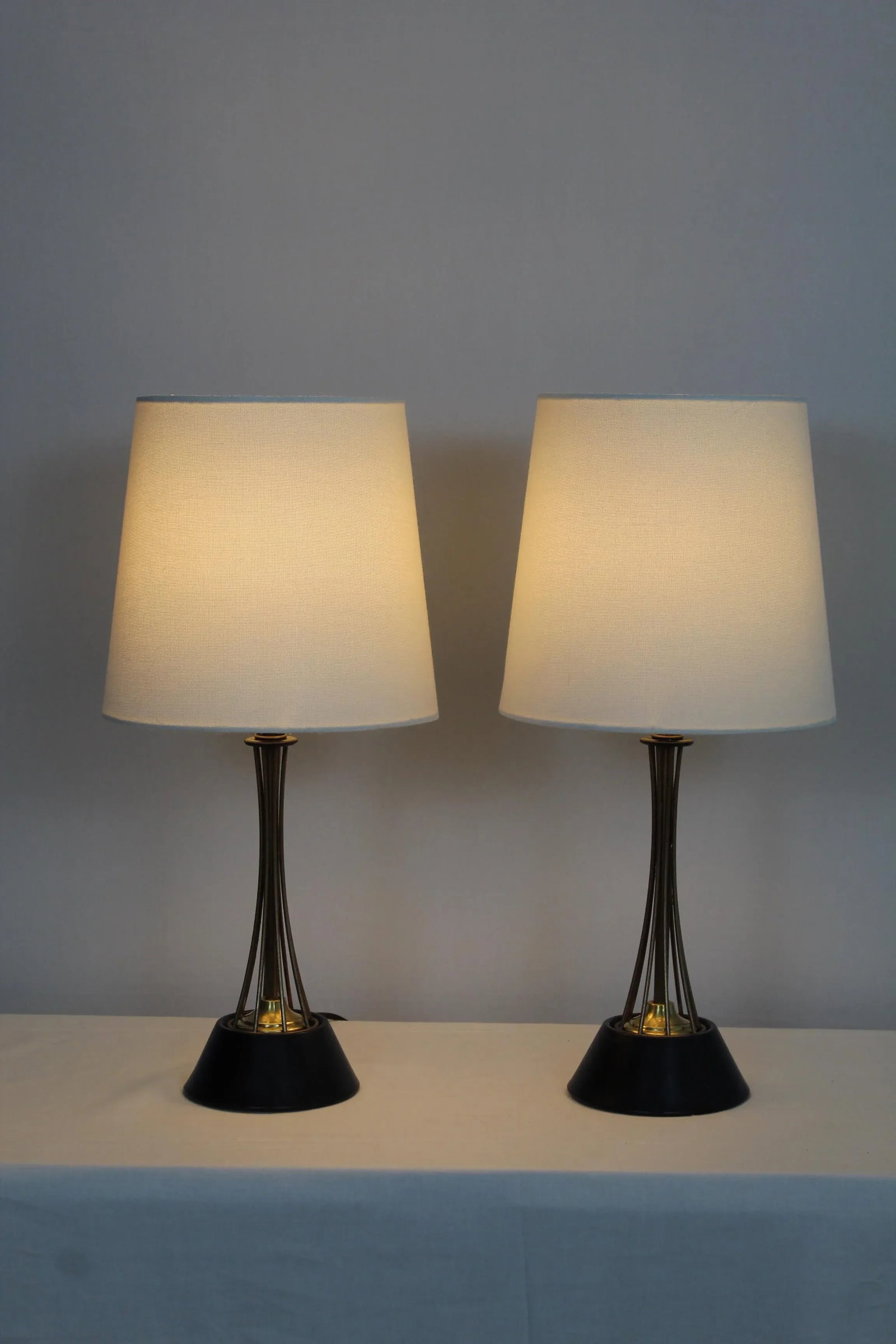 1960s Gerald Thurston Style Brass Table Lamps - a Pair - 2