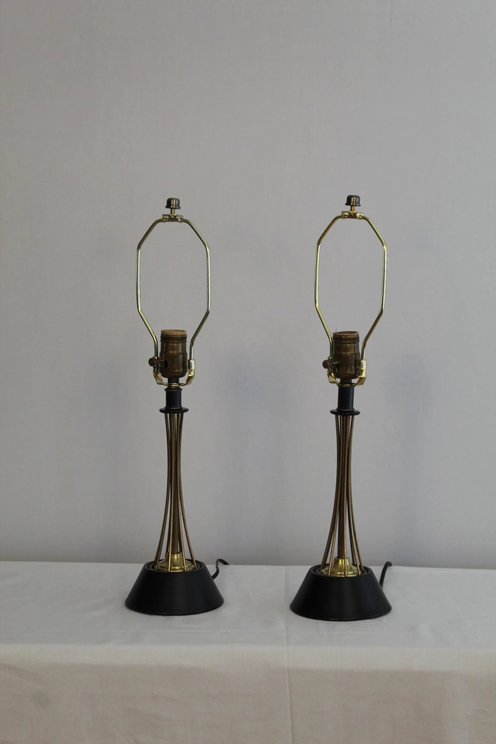 1960s Gerald Thurston Style Brass Table Lamps - a Pair - 4